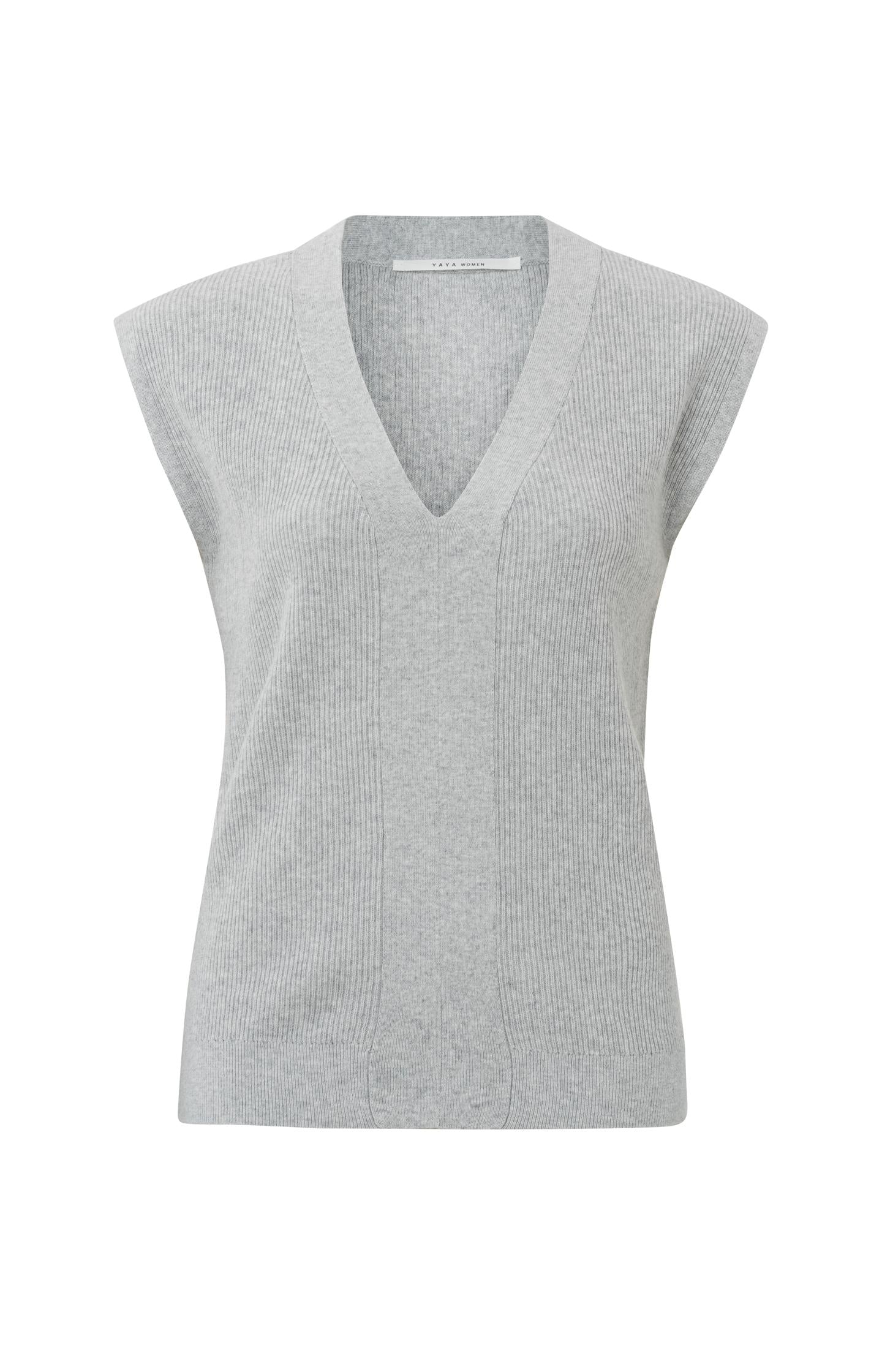 Sleeveless sweater with V-neck and ribbed details - Type: product