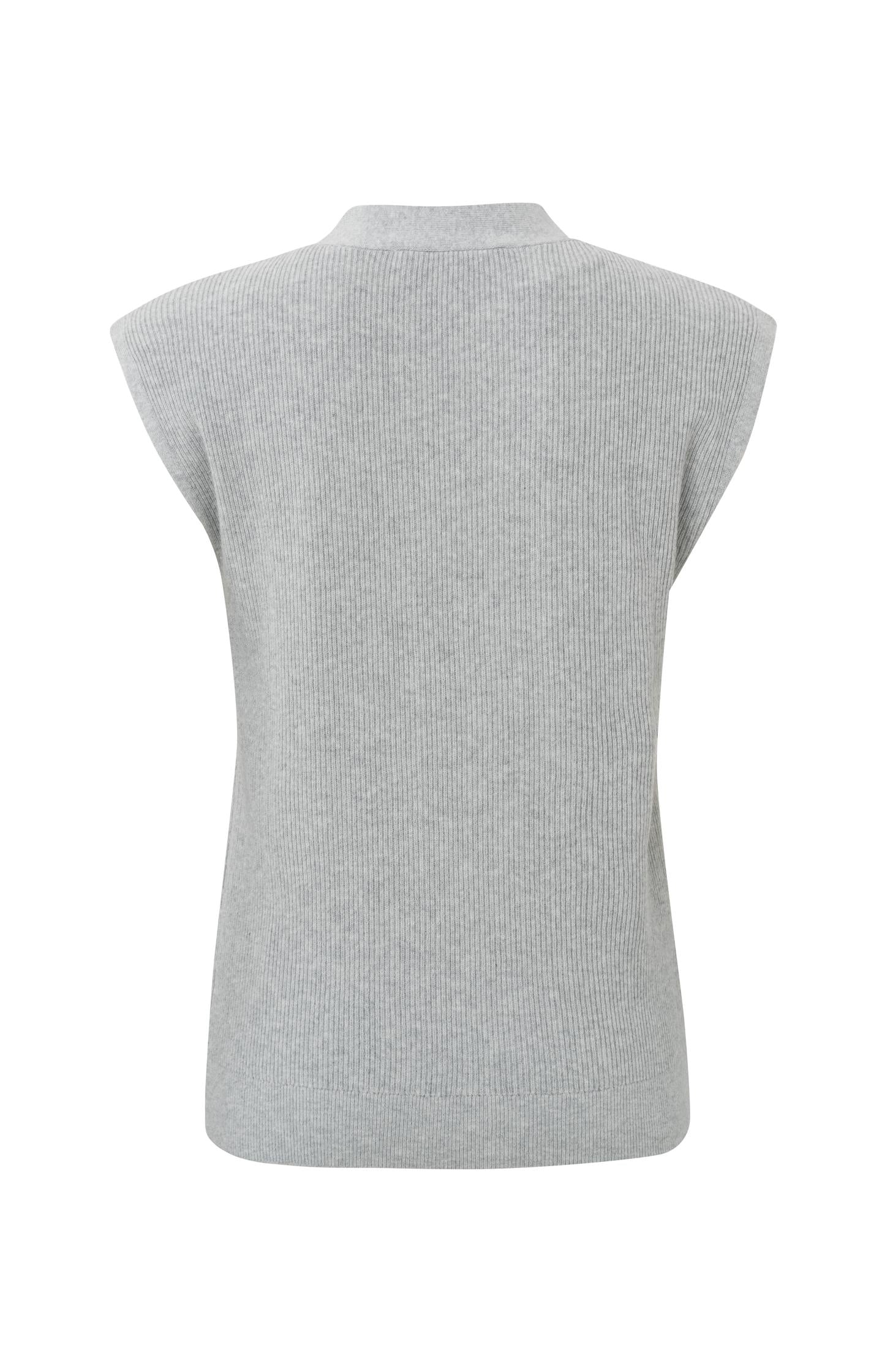 Sleeveless sweater with V-neck and ribbed details