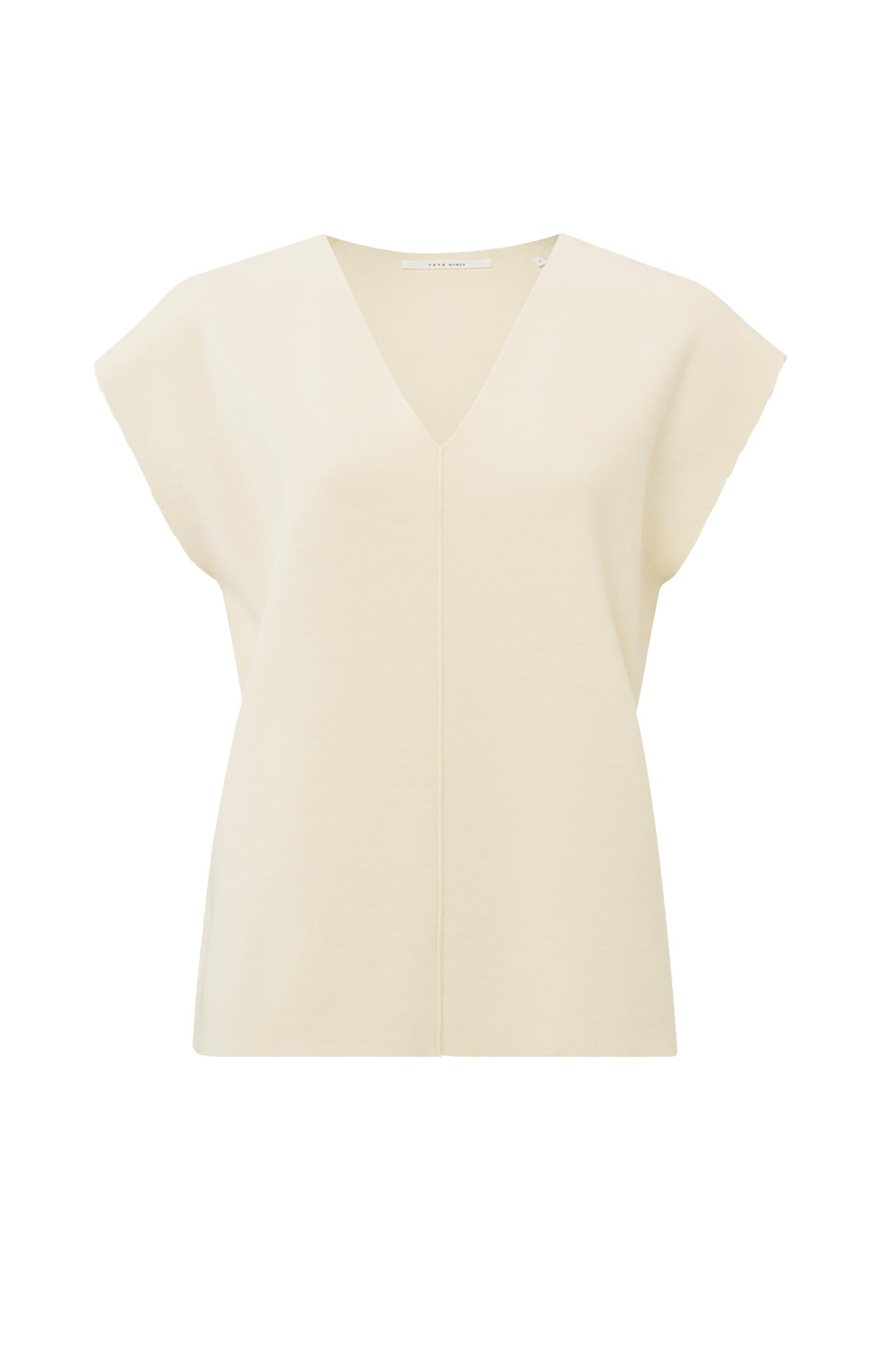 Sleeveless sweater with V-neck and seam detail in relaxed fi - Type: product