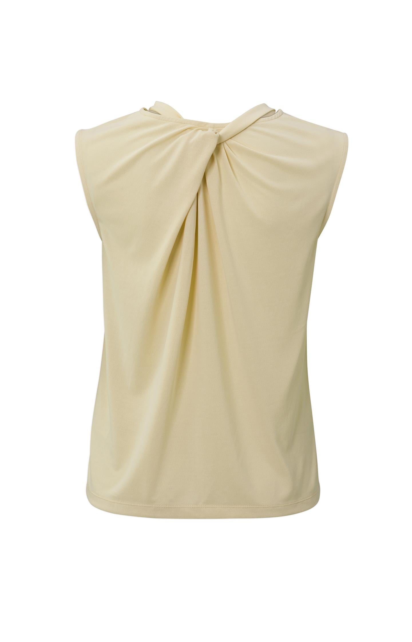 Sleeveless top with crewneck and knotted accent