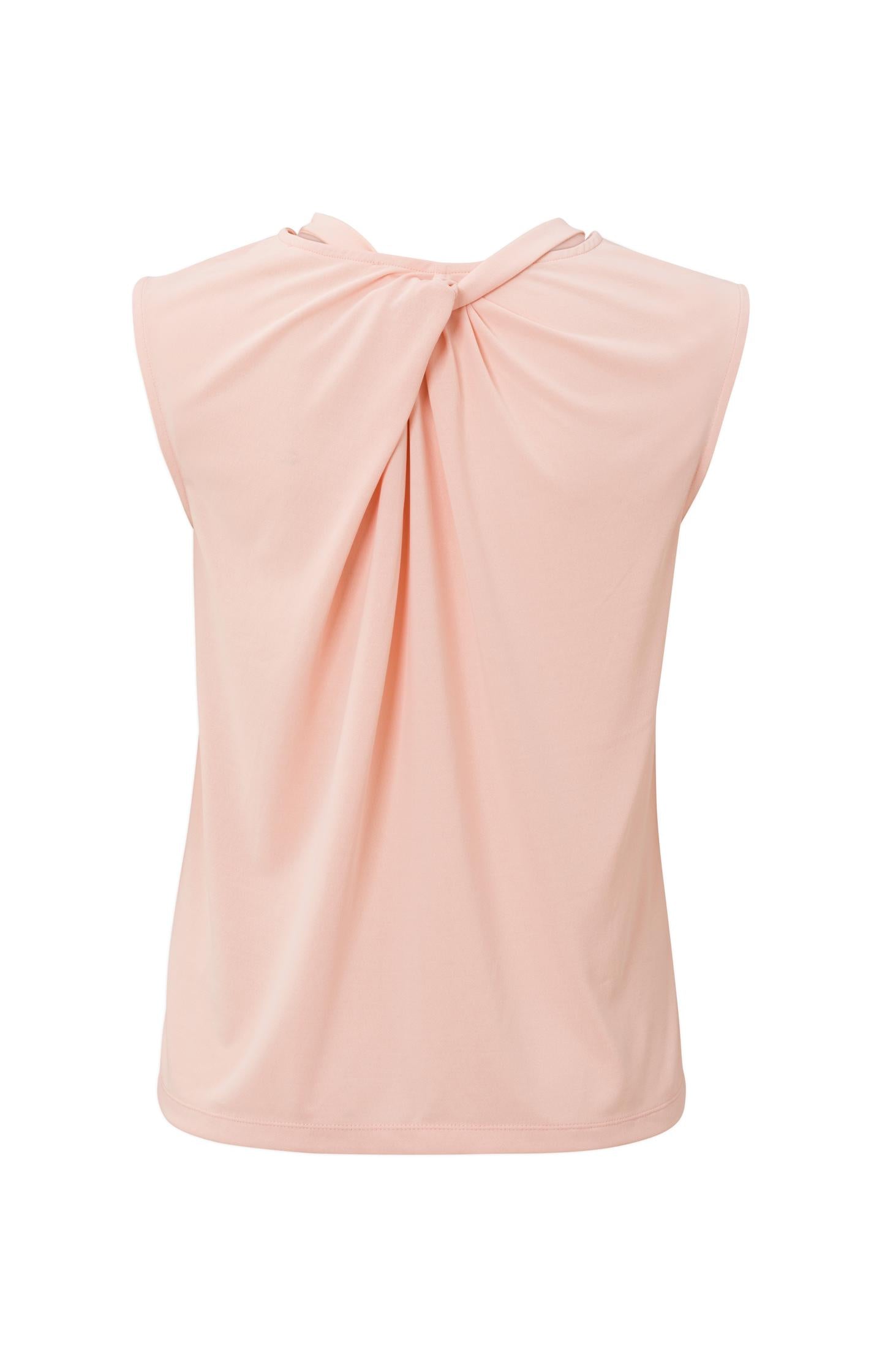 Sleeveless top with crewneck and knotted accent