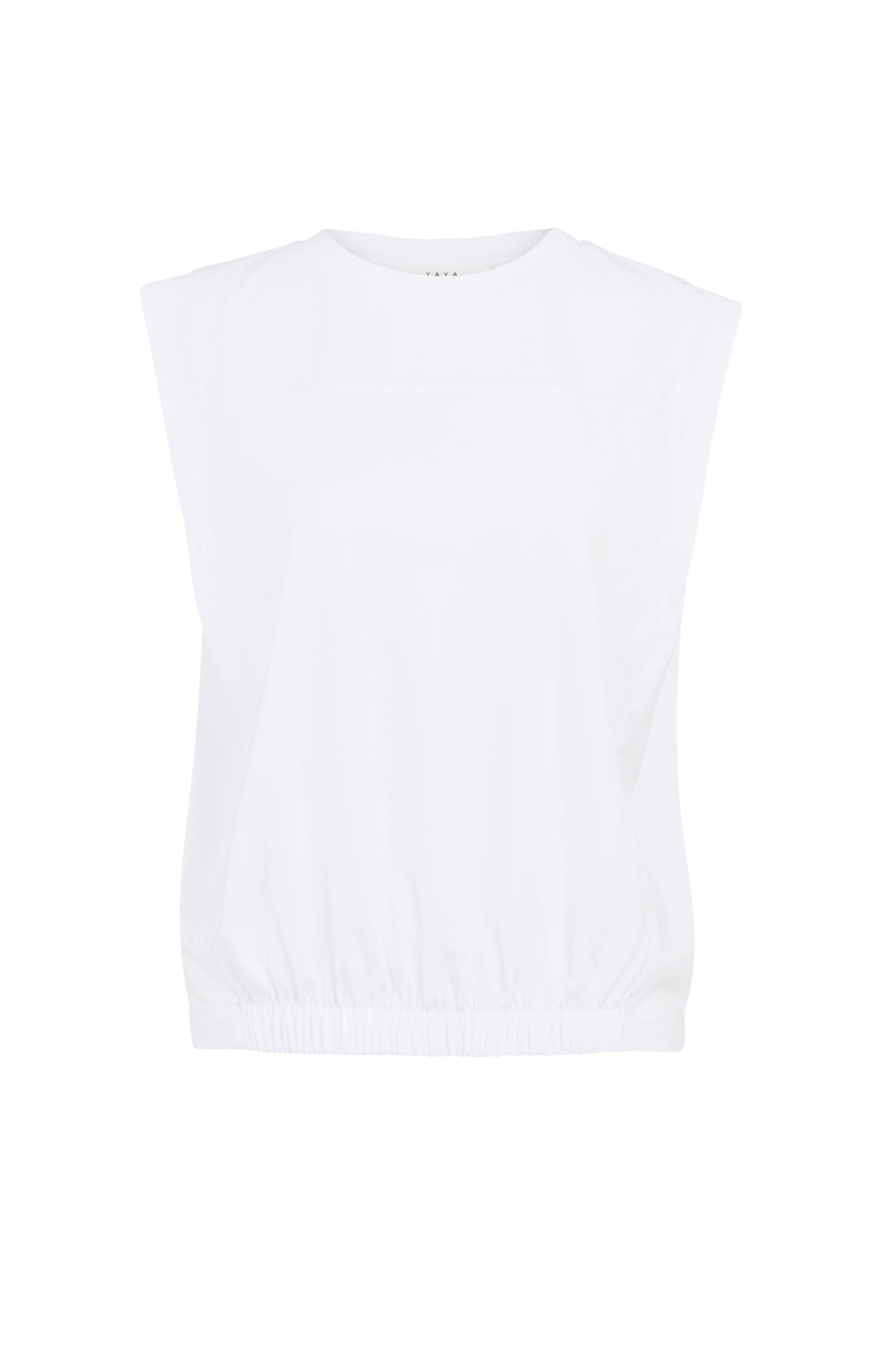 Sleeveless top with elastic hem
