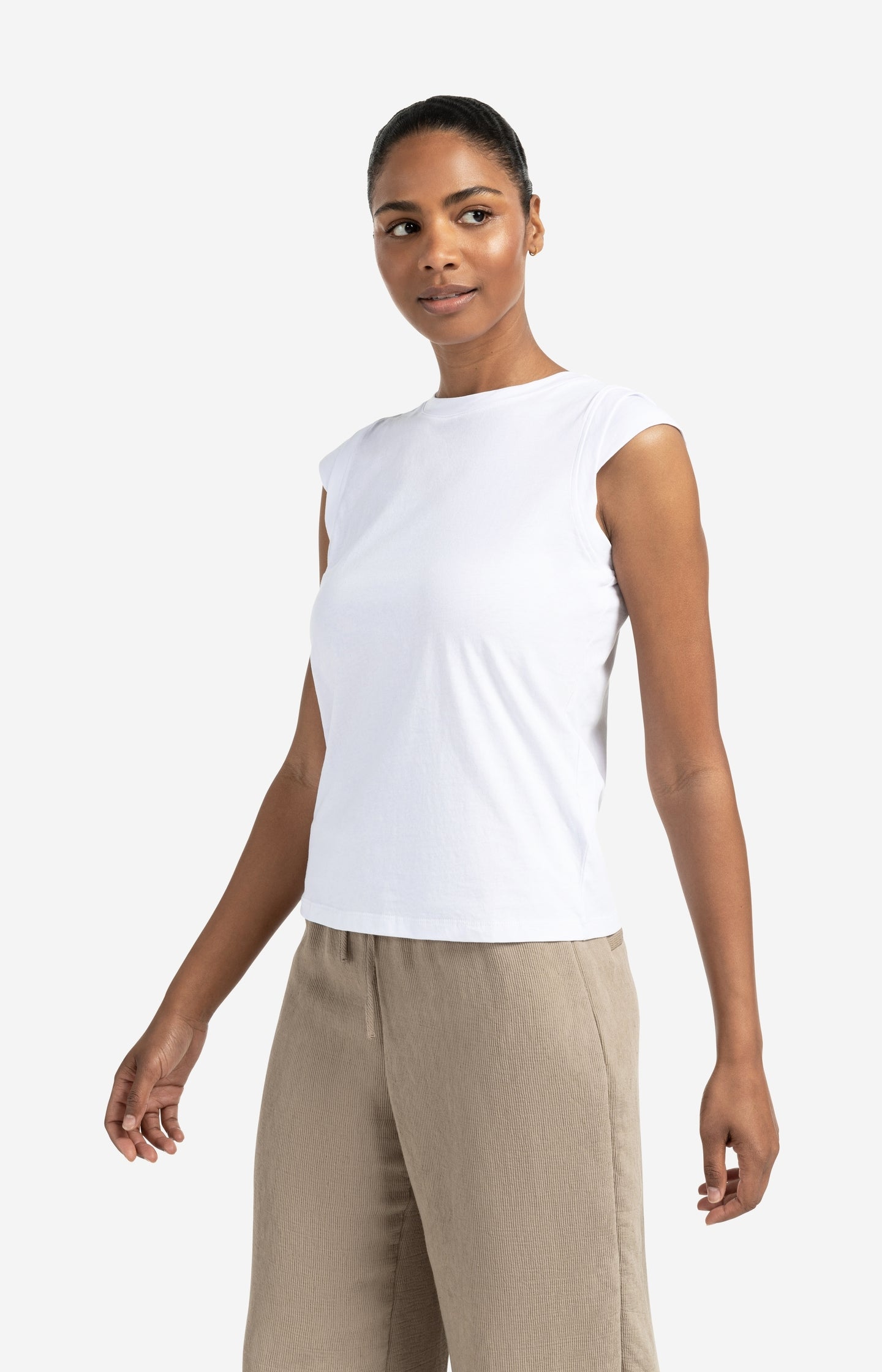 Sleeveless top with folded shoulder detail - Type: lookbook