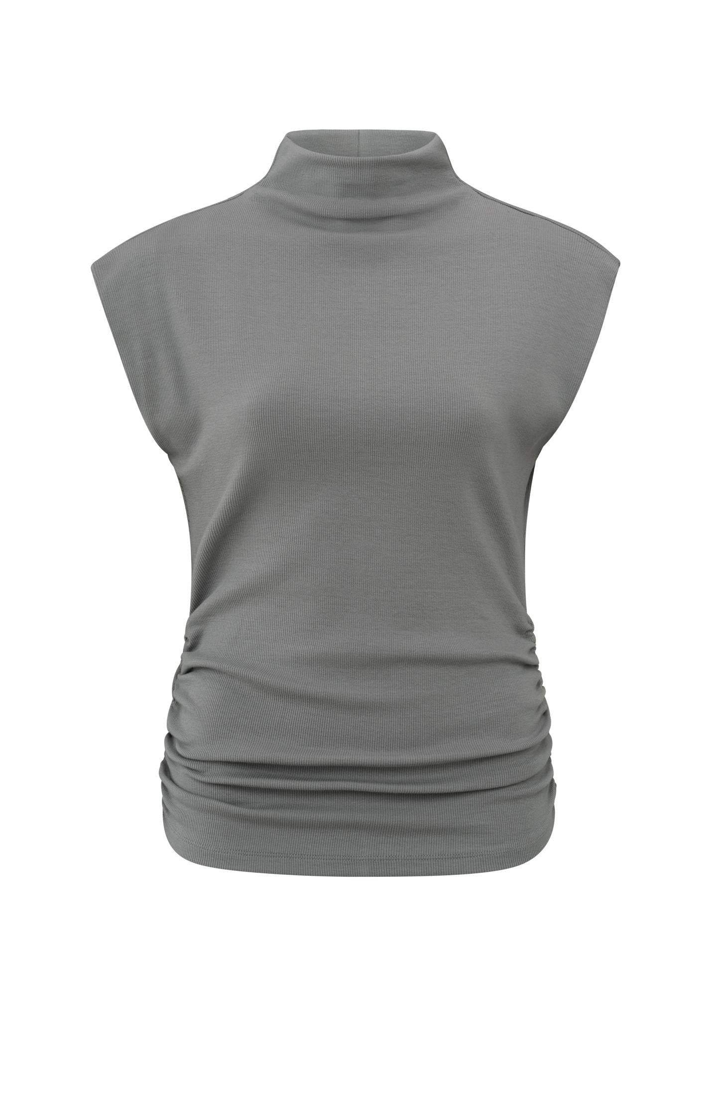 Sleeveless top with high neck and draped sides - Type: product