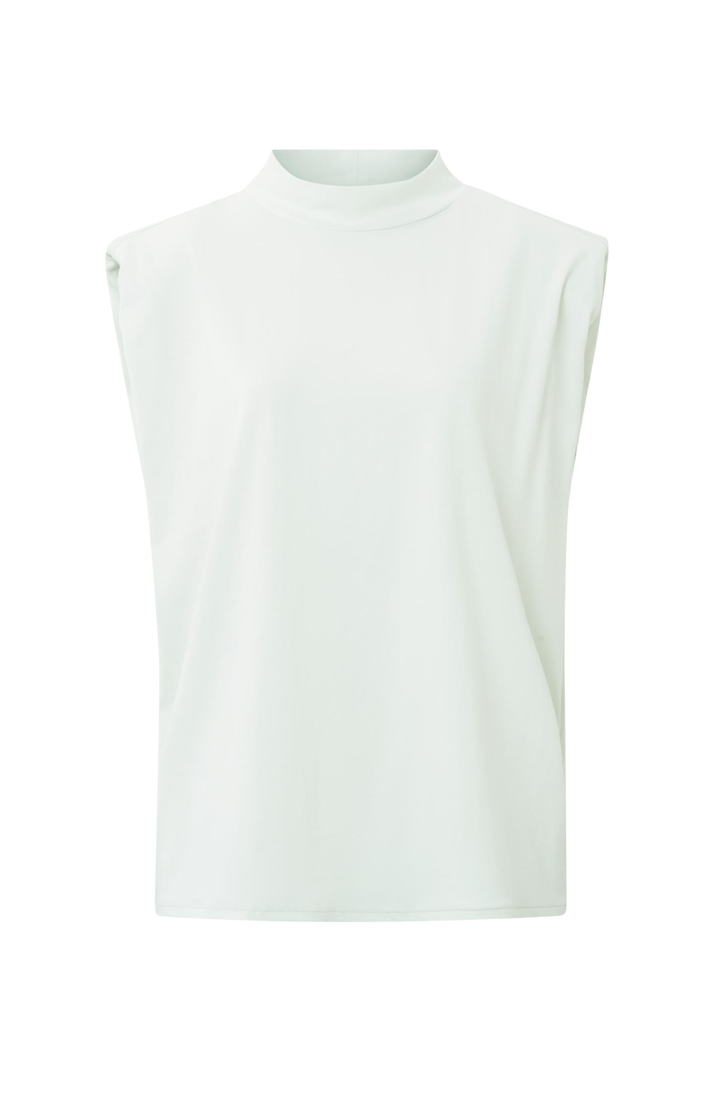 Sleeveless top with high neck and shoulder pad in cotton - Type: product