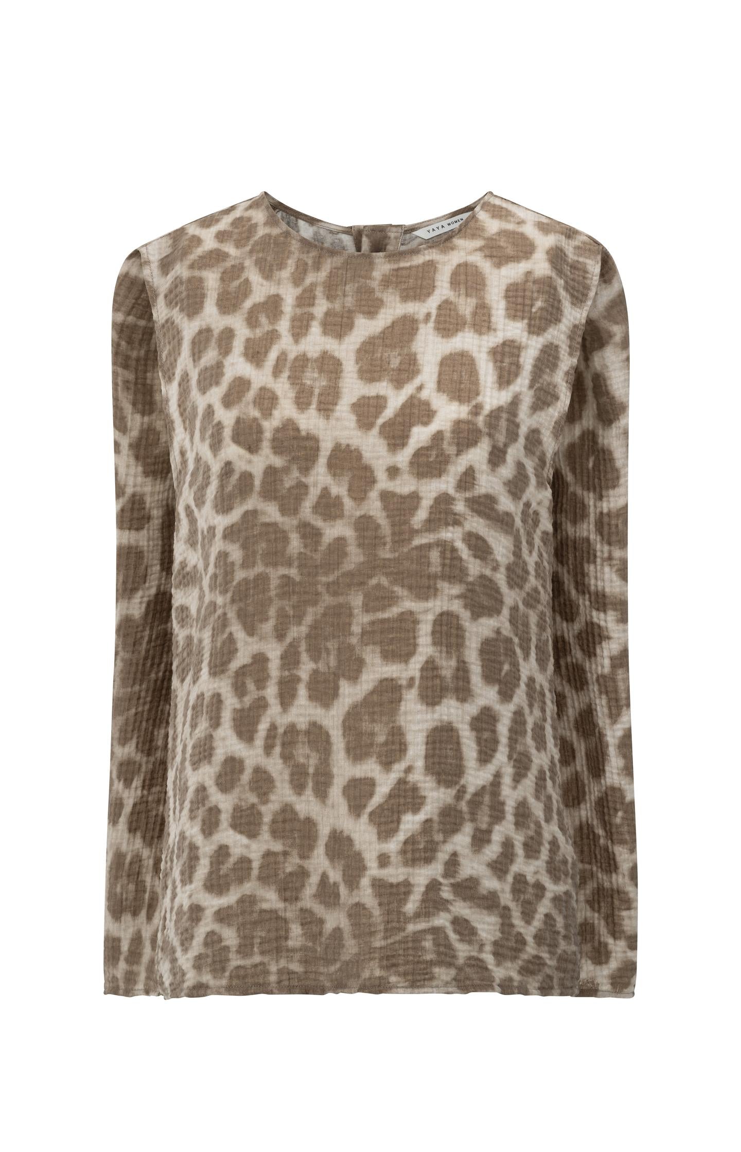 Sleeveless top with leopard print and back buttons - Type: product
