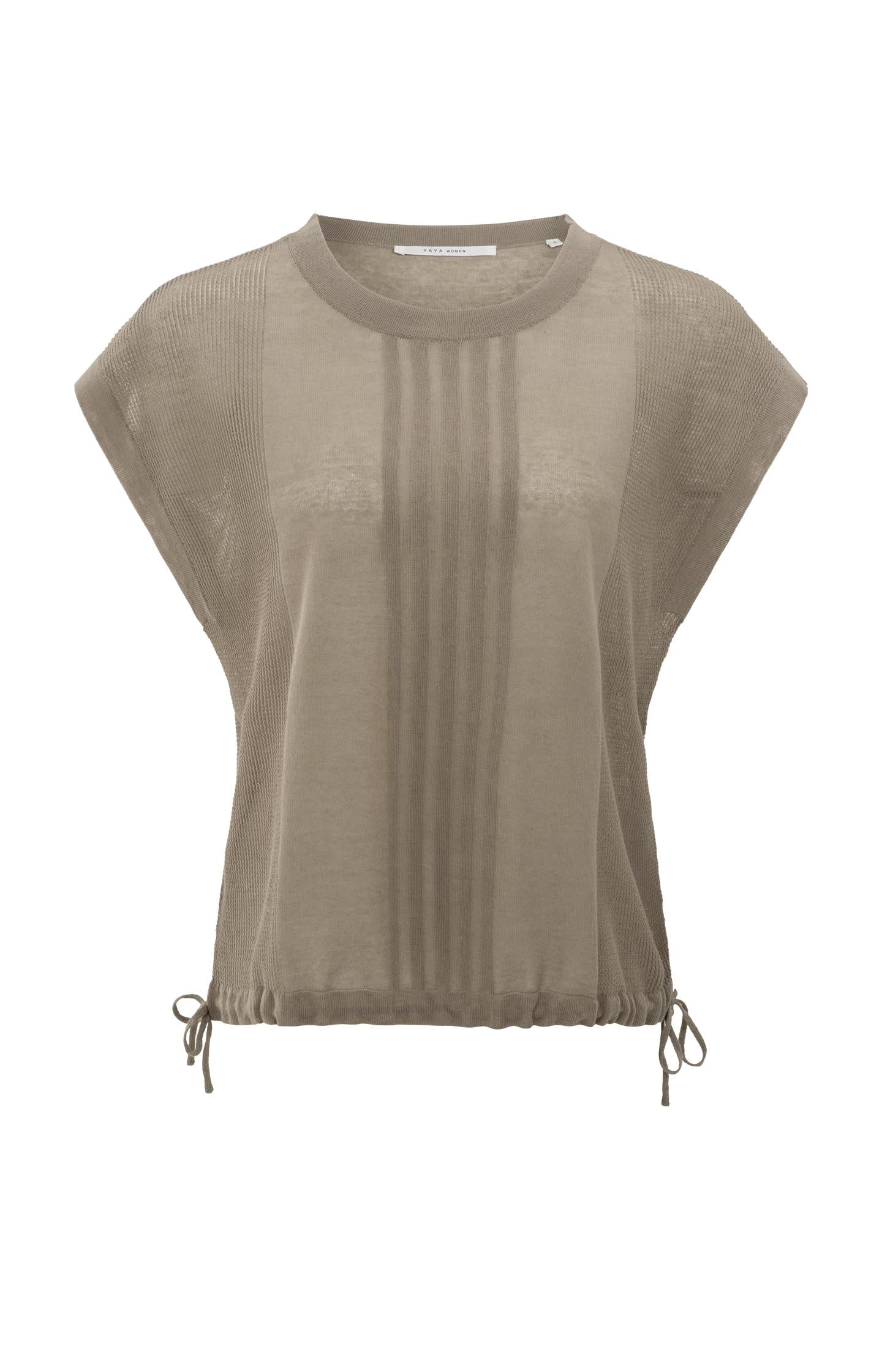 Sleeveless top with lines and drawstring hem - Type: product
