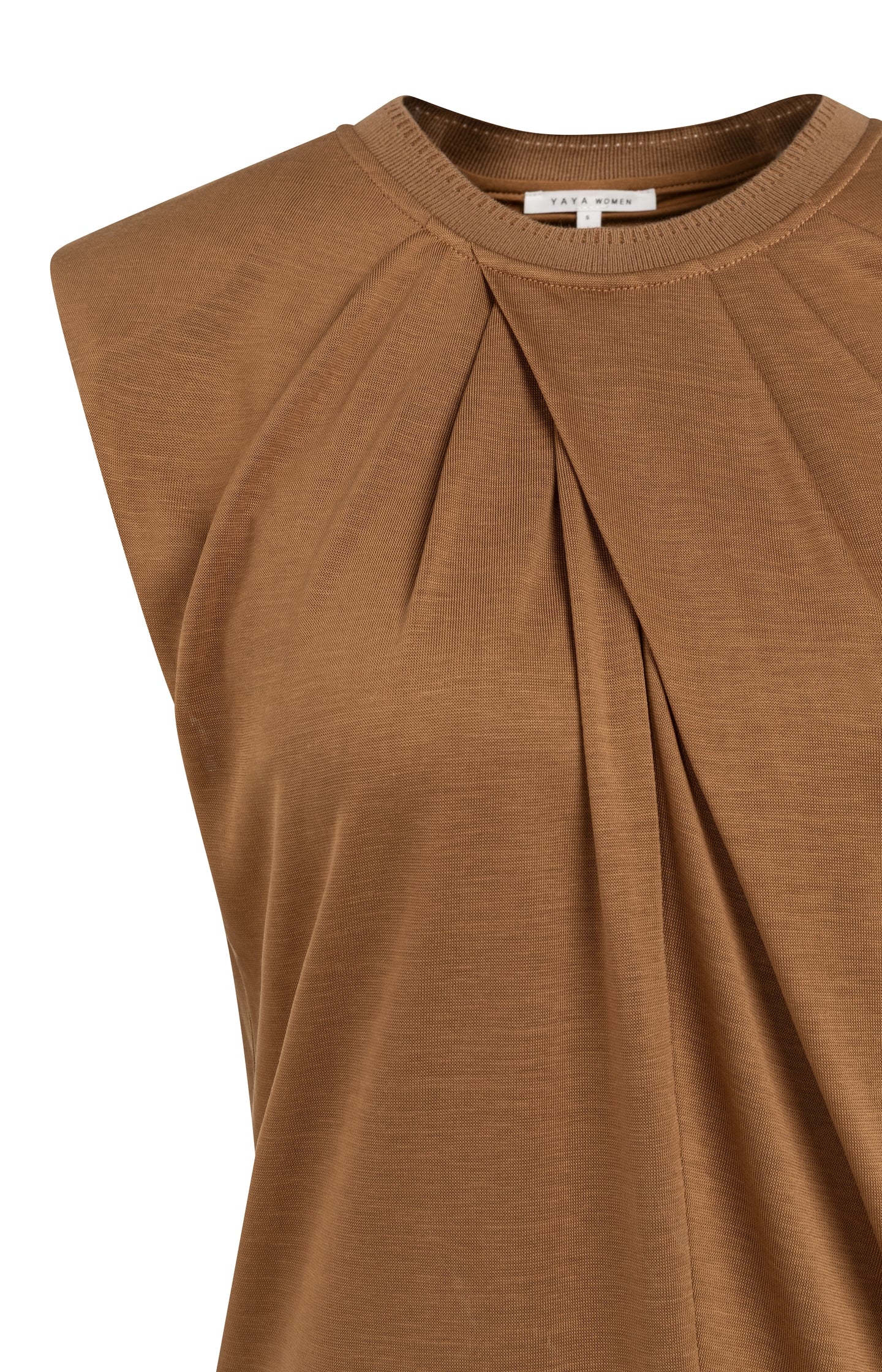 Sleeveless top with pleated neckline detail