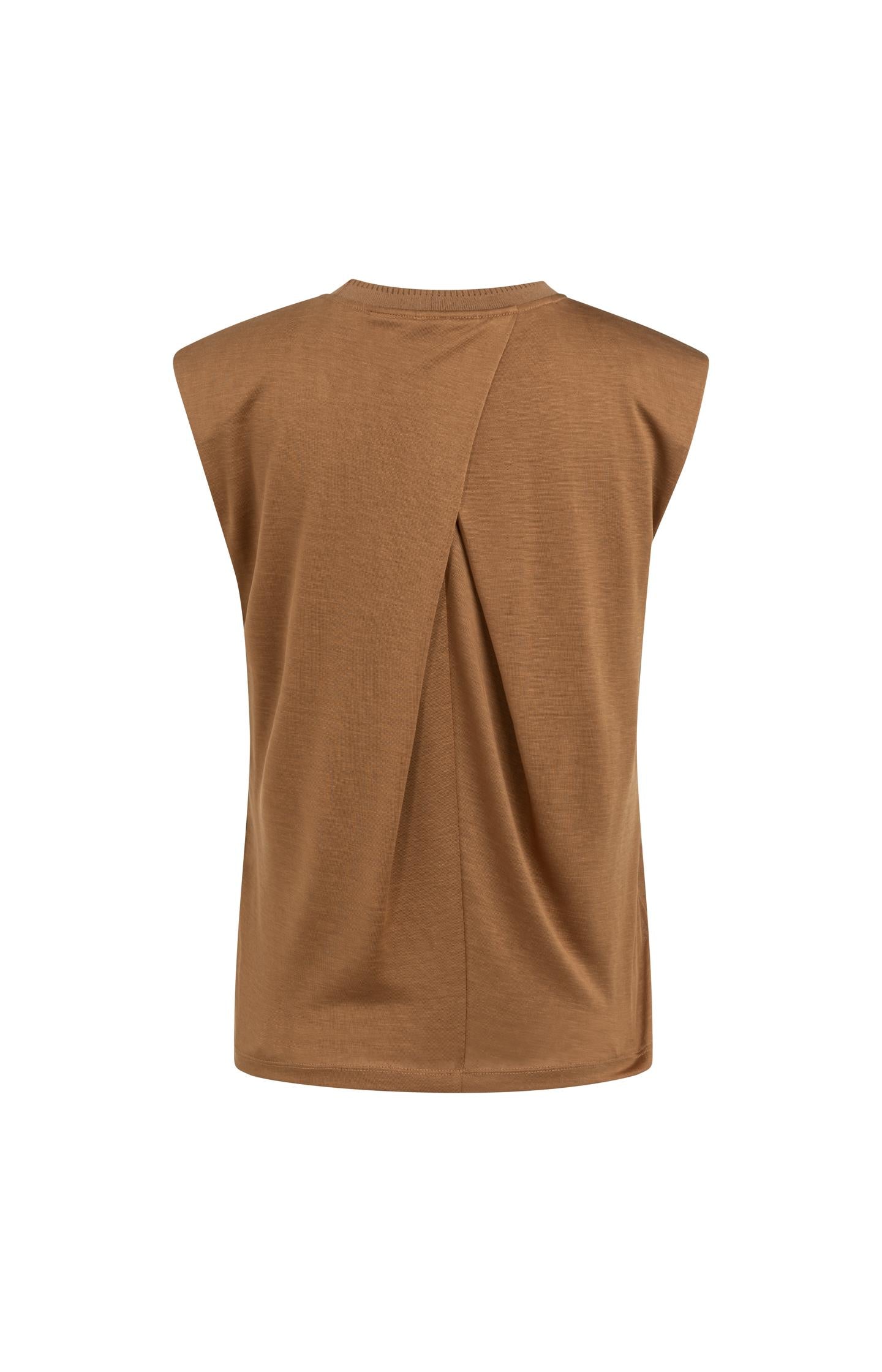 Sleeveless top with pleated neckline detail