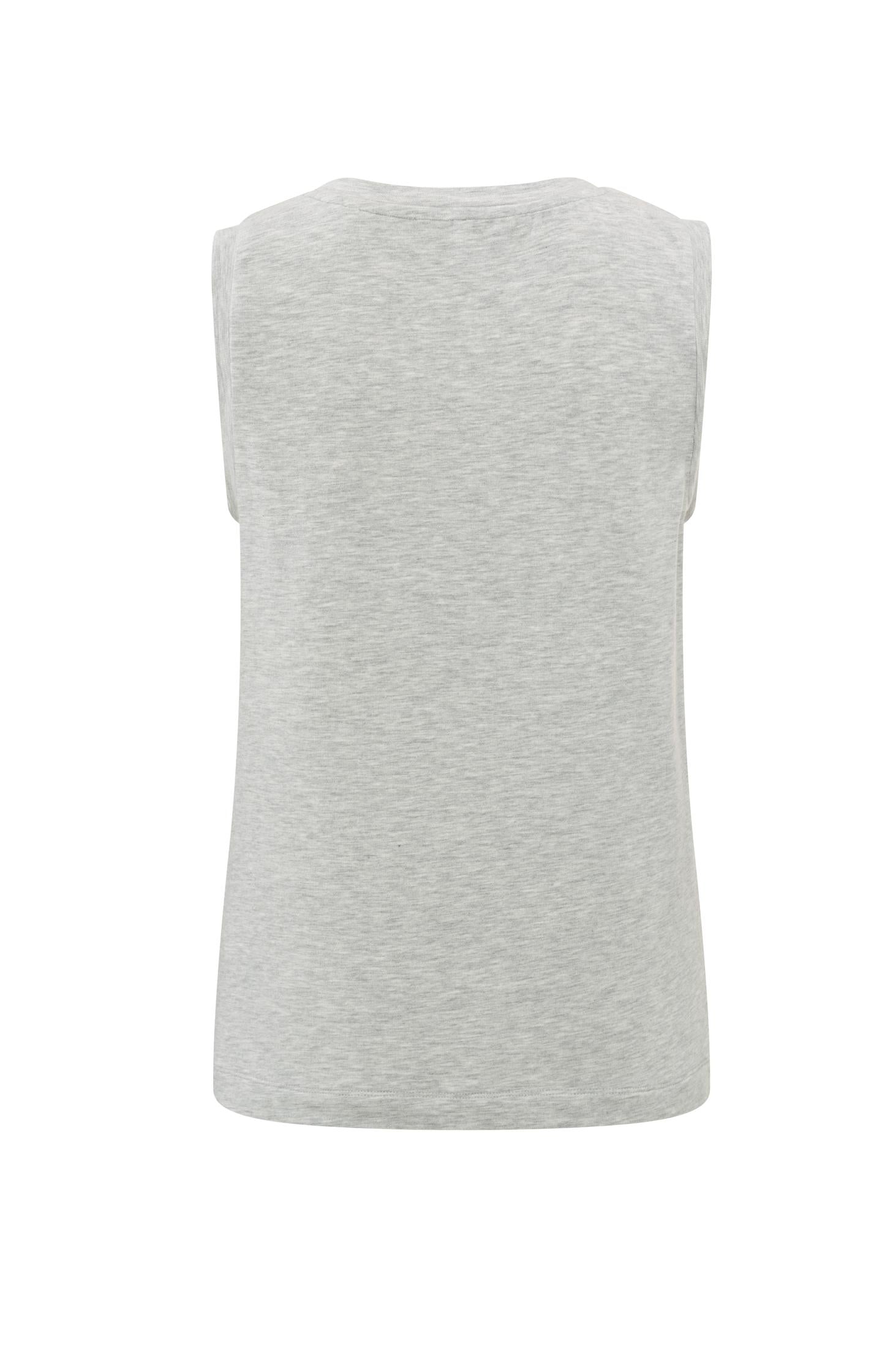 Sleeveless top with round neck and a relaxed fit