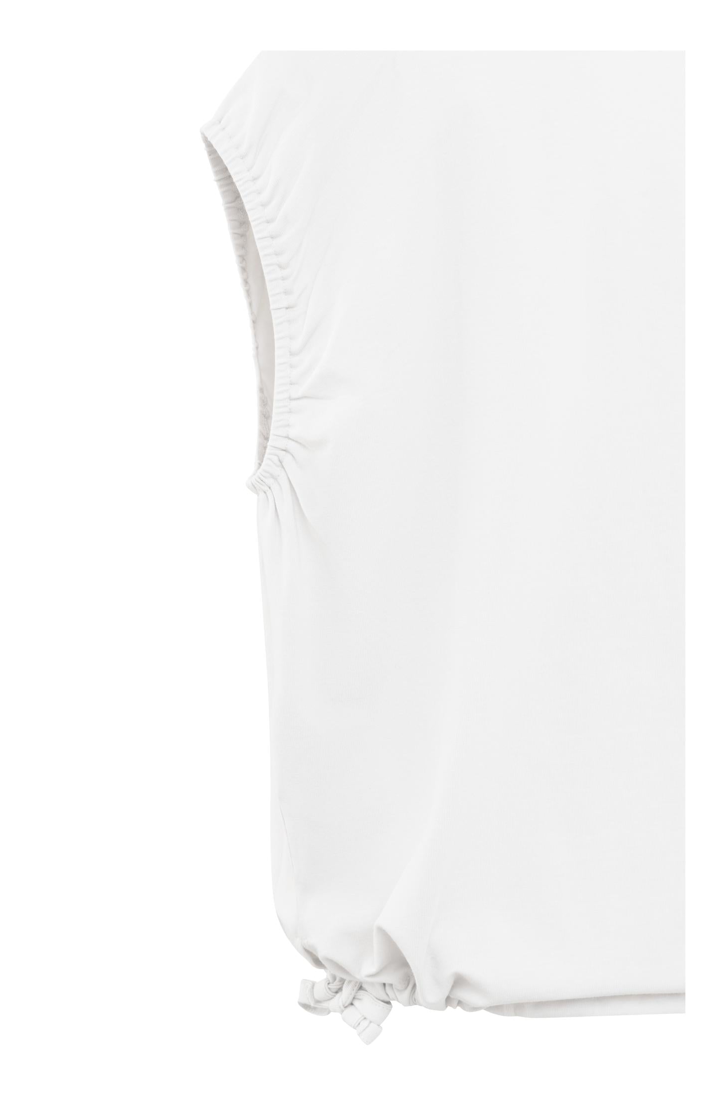 Sleeveless top with round neck and drawstring in boxy fit - Blanc De Blanc White