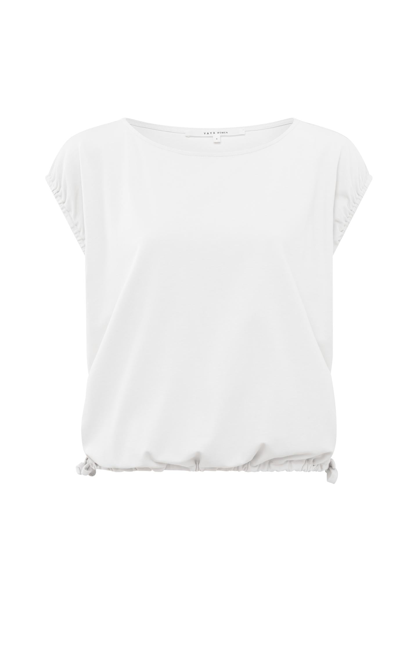 Sleeveless top with round neck and drawstring in boxy fit - Blanc De Blanc White - Type: product