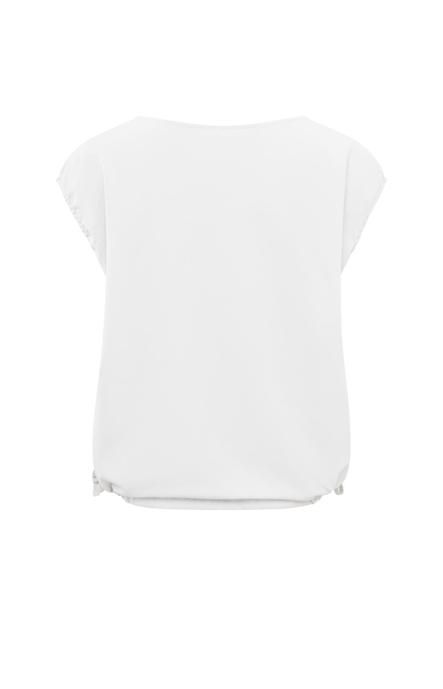 Sleeveless top with round neck and drawstring in boxy fit - Blanc De Blanc White