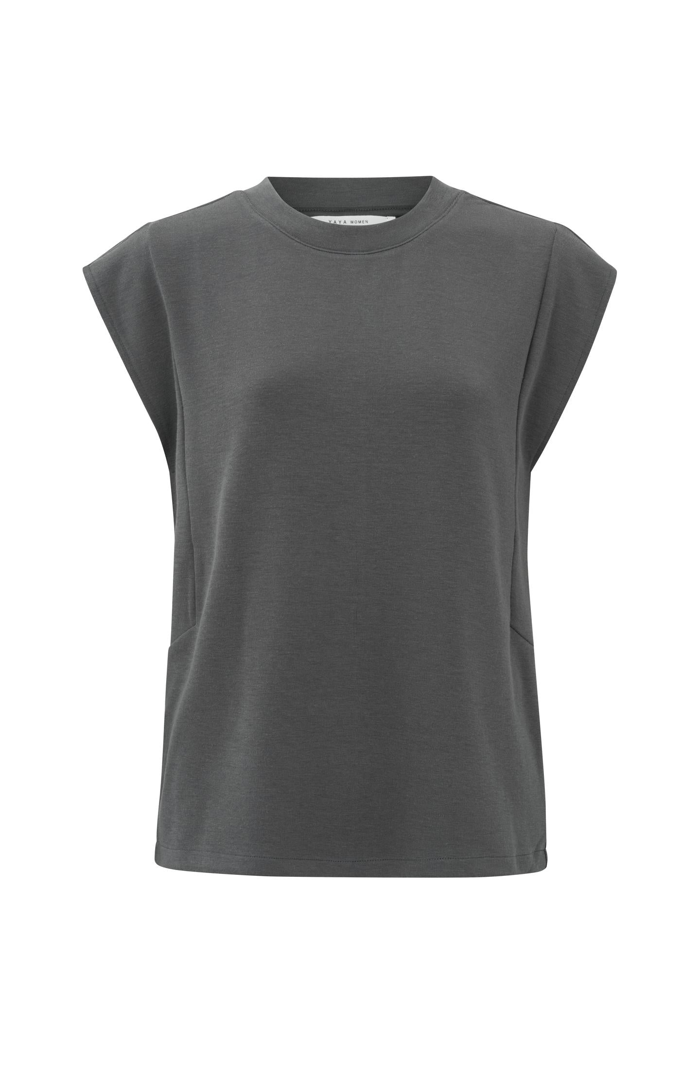 Sleeveless top with round neck and seam details - Type: product