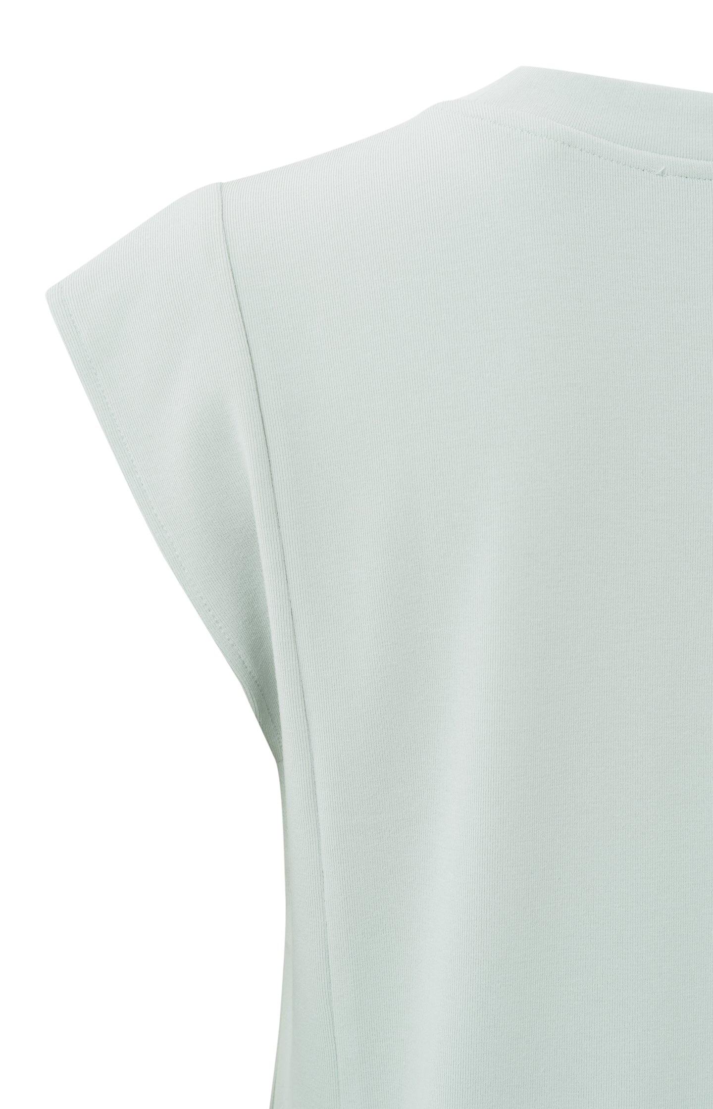 Sleeveless top with round neck and seam details