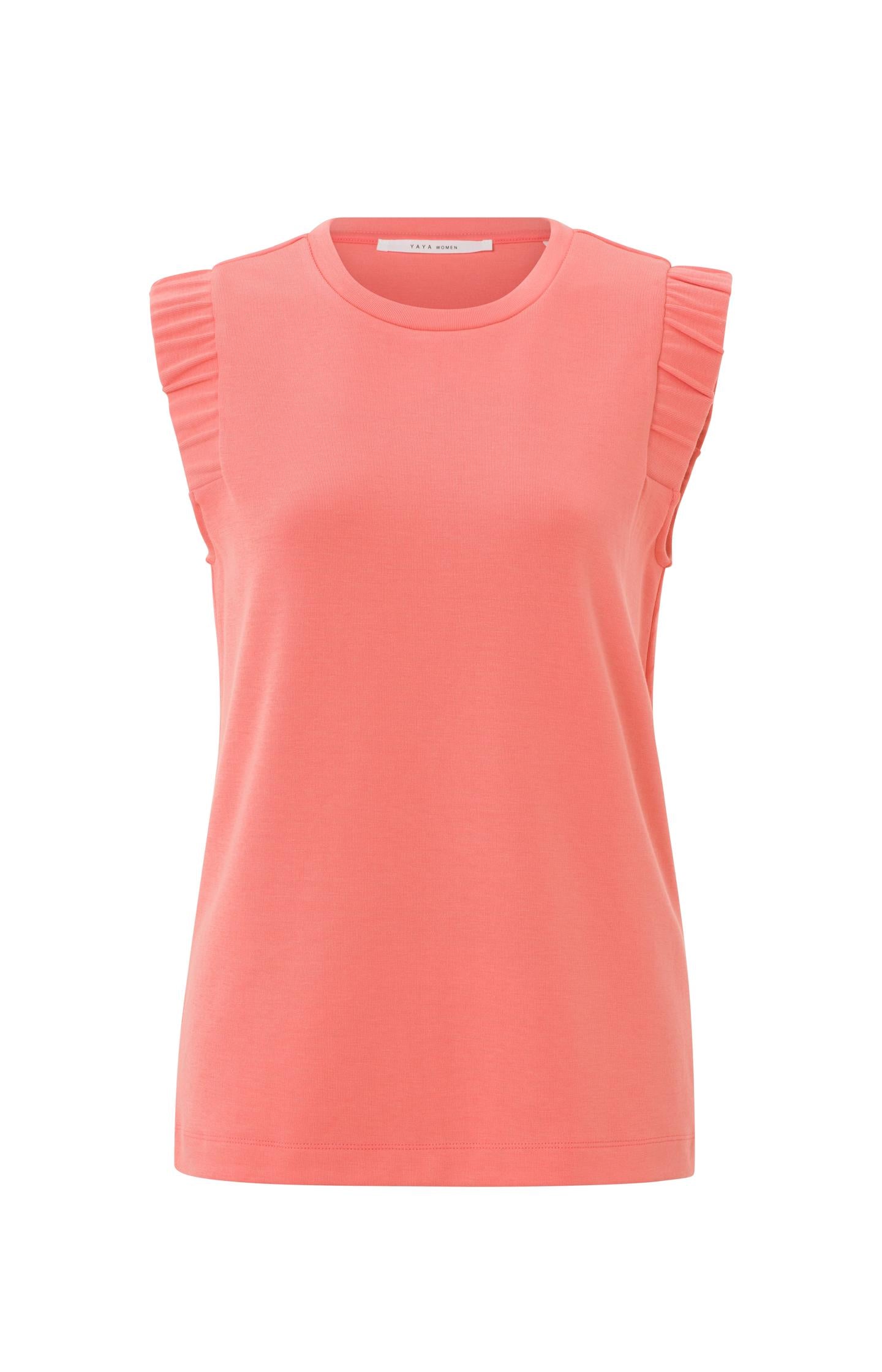 Sleeveless top with round neck and subtle shoulder detail - Type: product