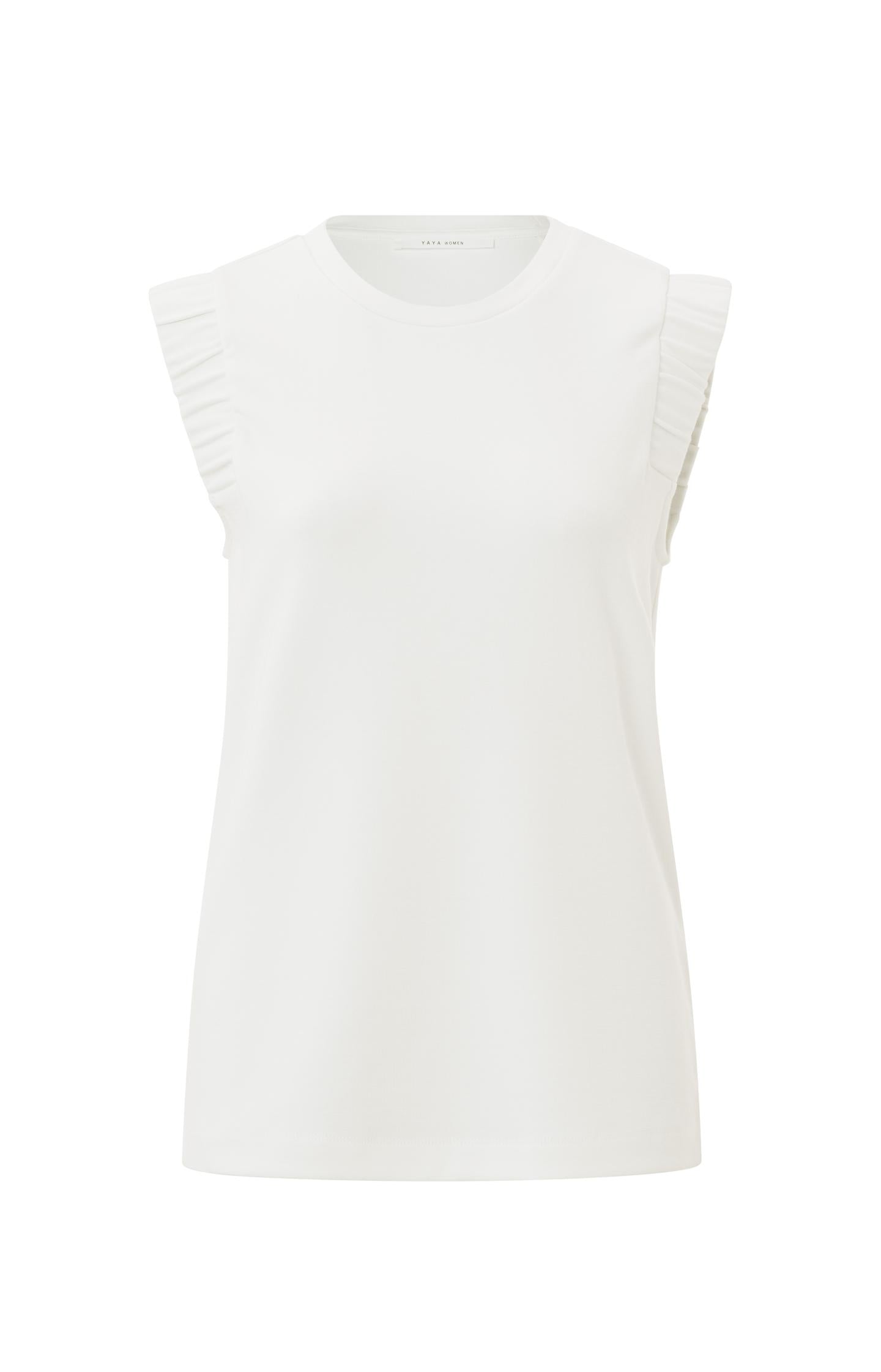 Sleeveless top with round neck and subtle shoulder detail - Type: product