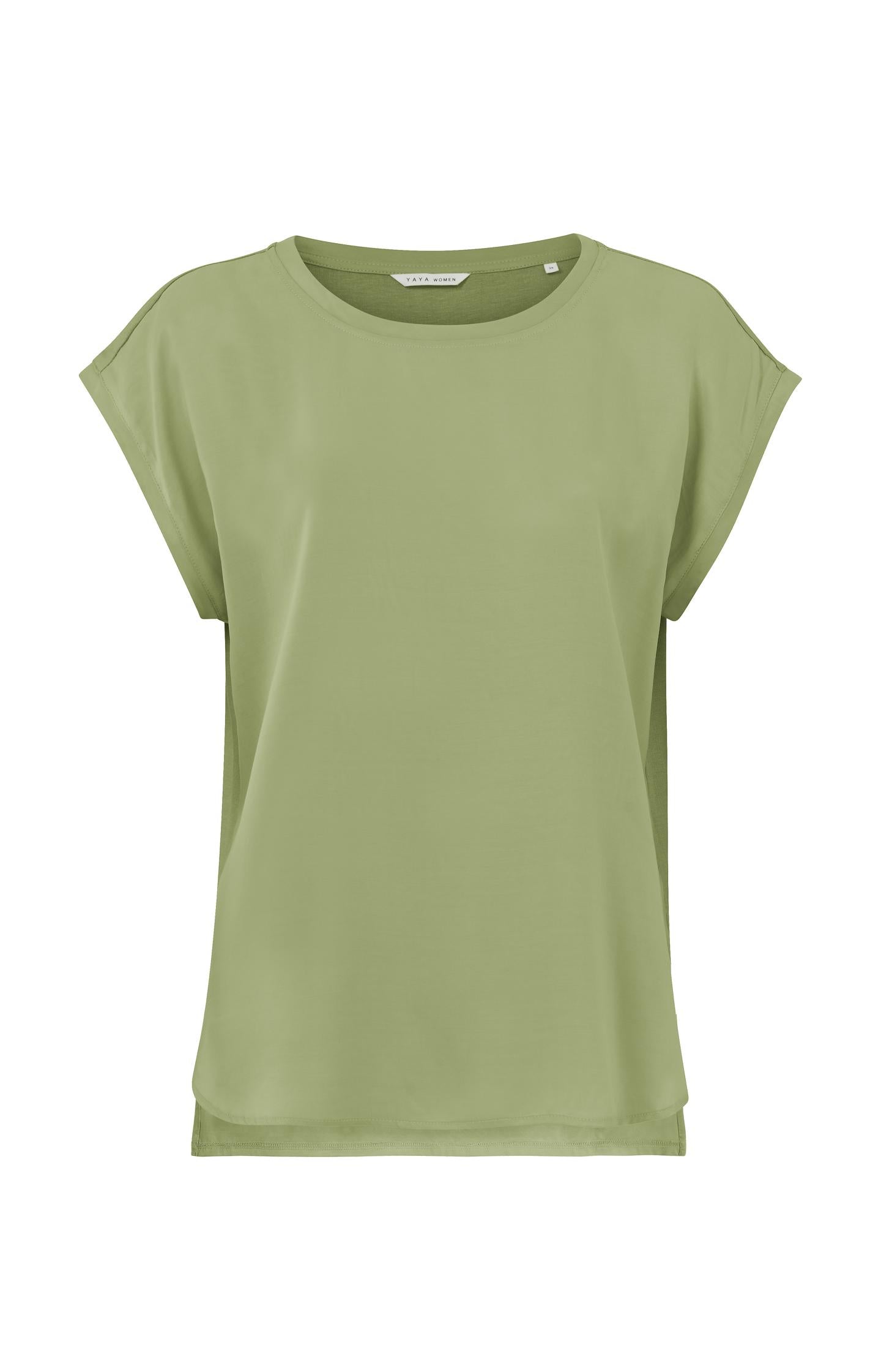 Sleeveless top with round neck in fabric mix - Type: product