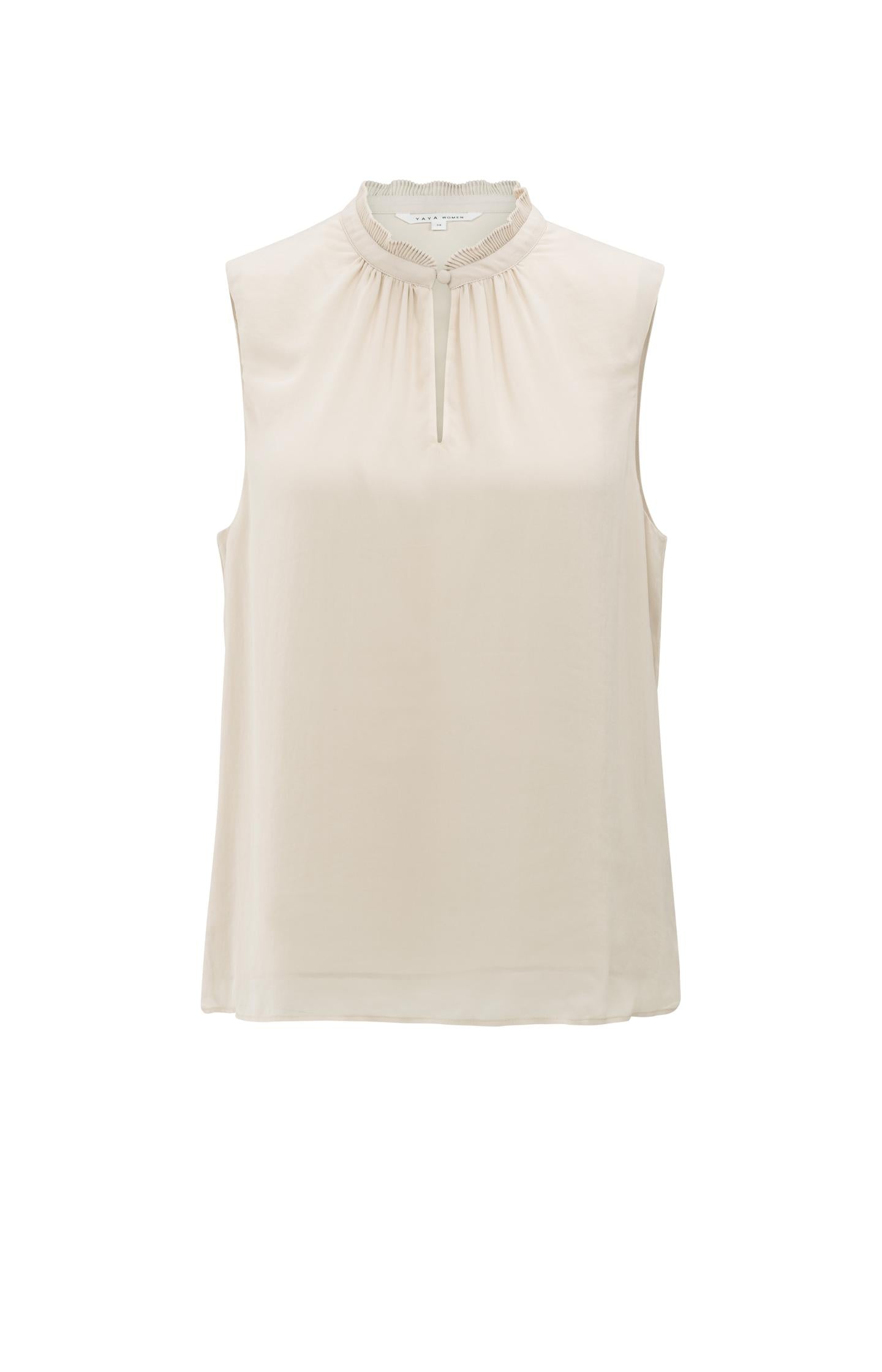 Sleeveless top with ruffled collar and keyhole detail - Type: product