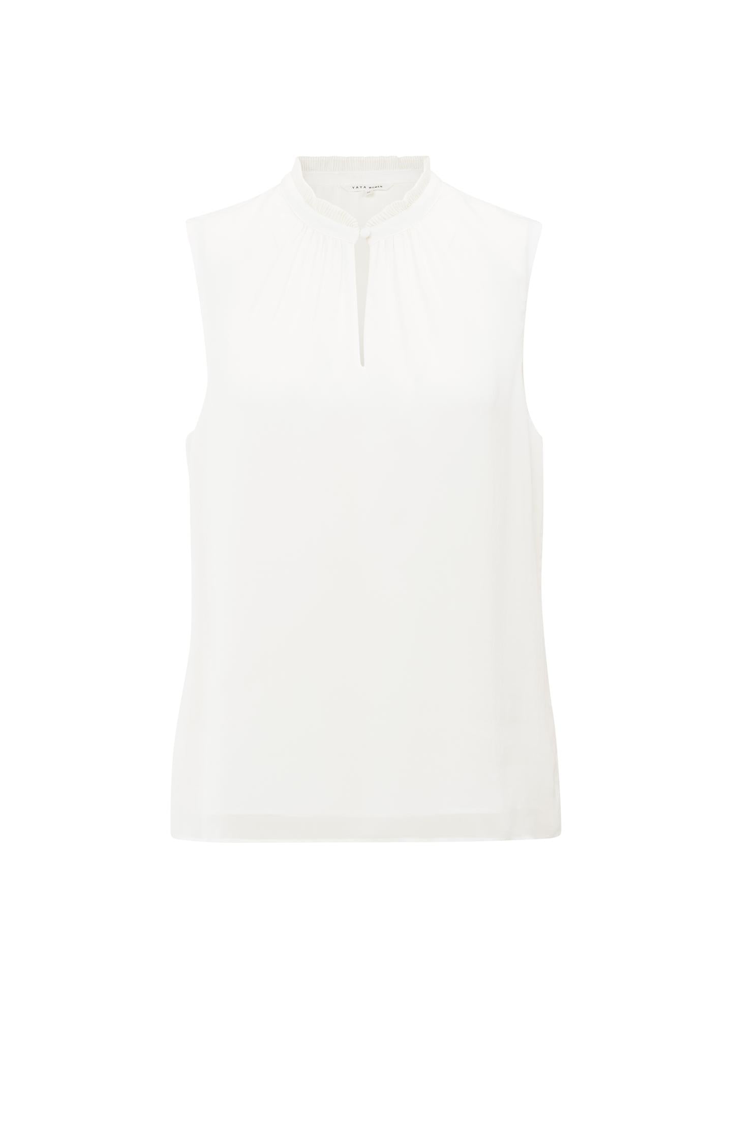 Sleeveless top with ruffled collar and keyhole detail - Type: product