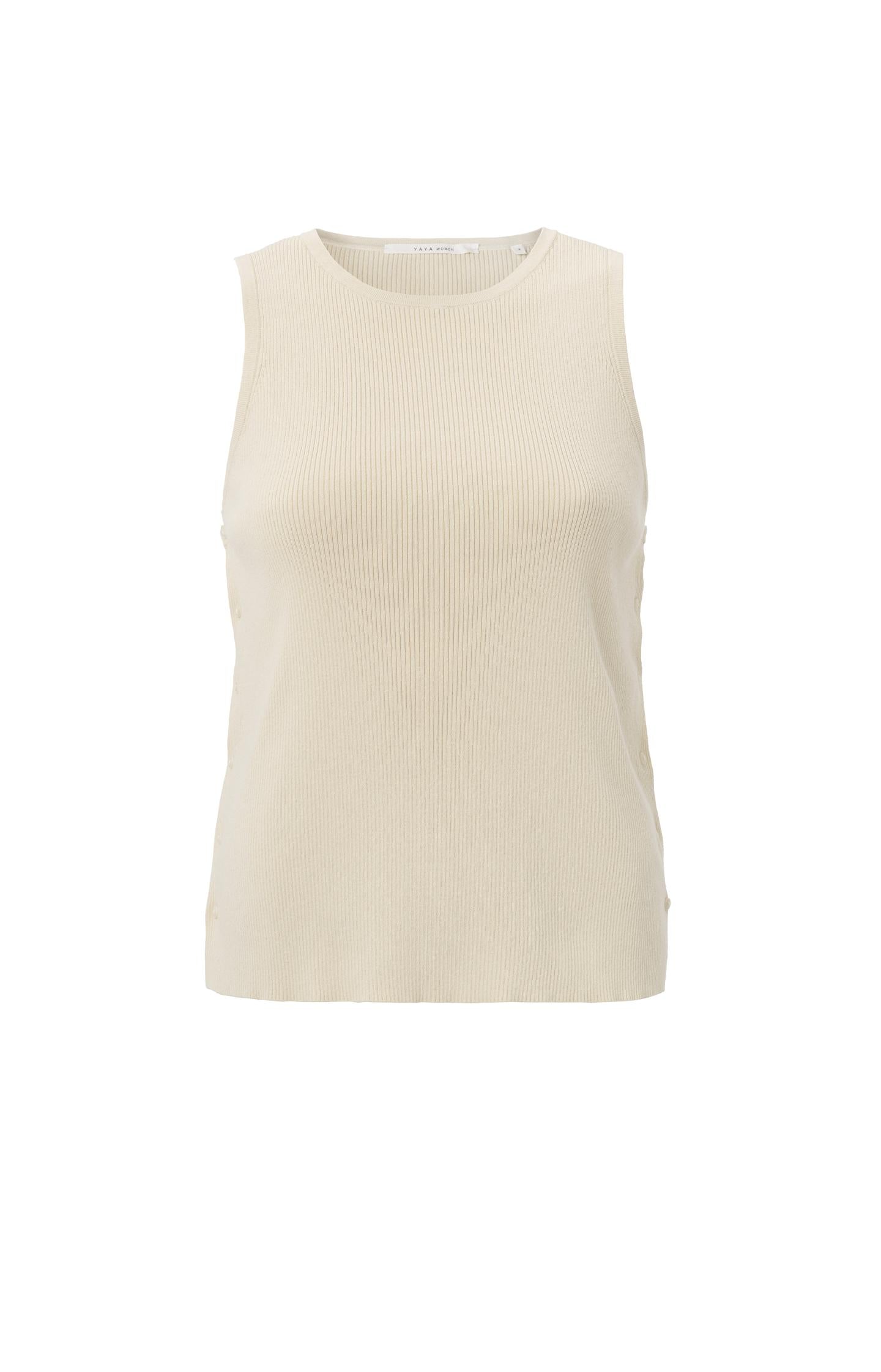 Sleeveless top with side button details and fitted fit - Type: product