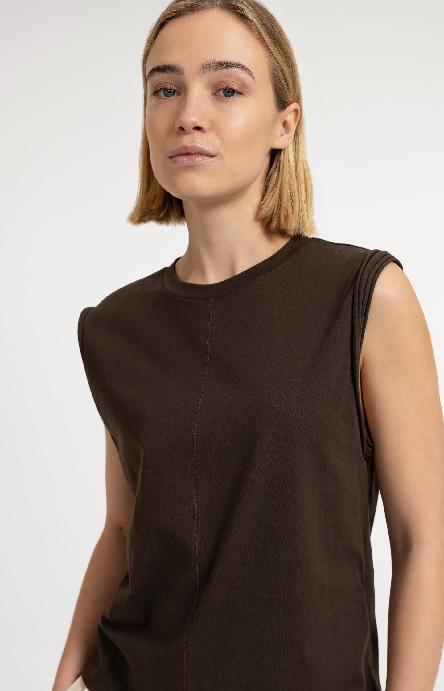 Sleeveless top with subtle sleeve details
