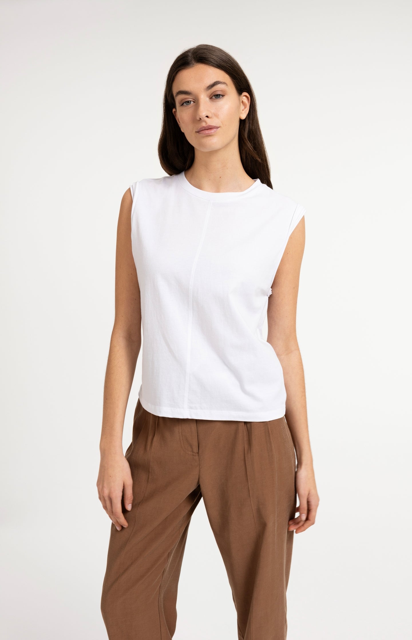 Sleeveless top with subtle sleeve details