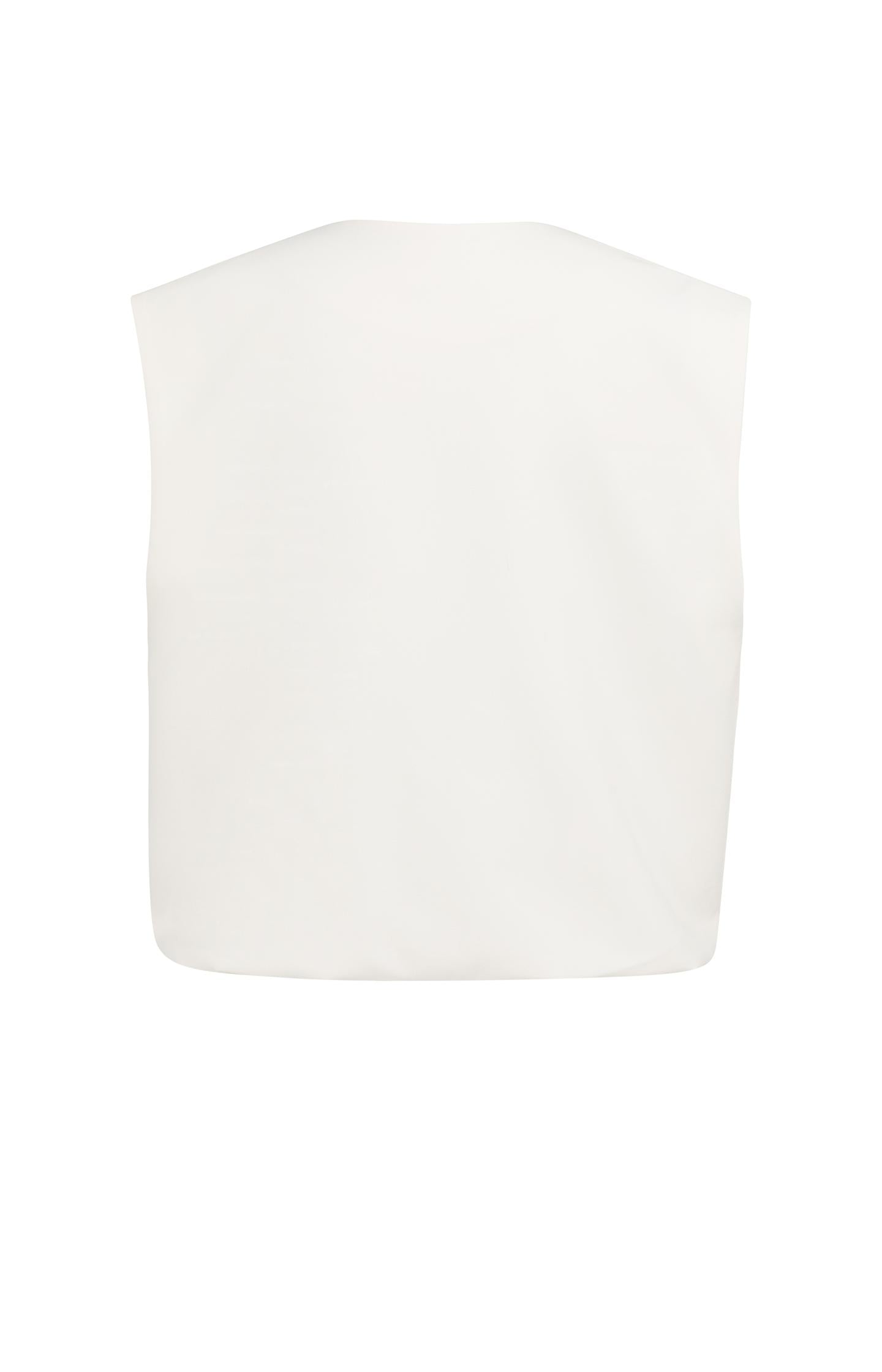 Sleeveless woven jacket with balloon-shaped hem