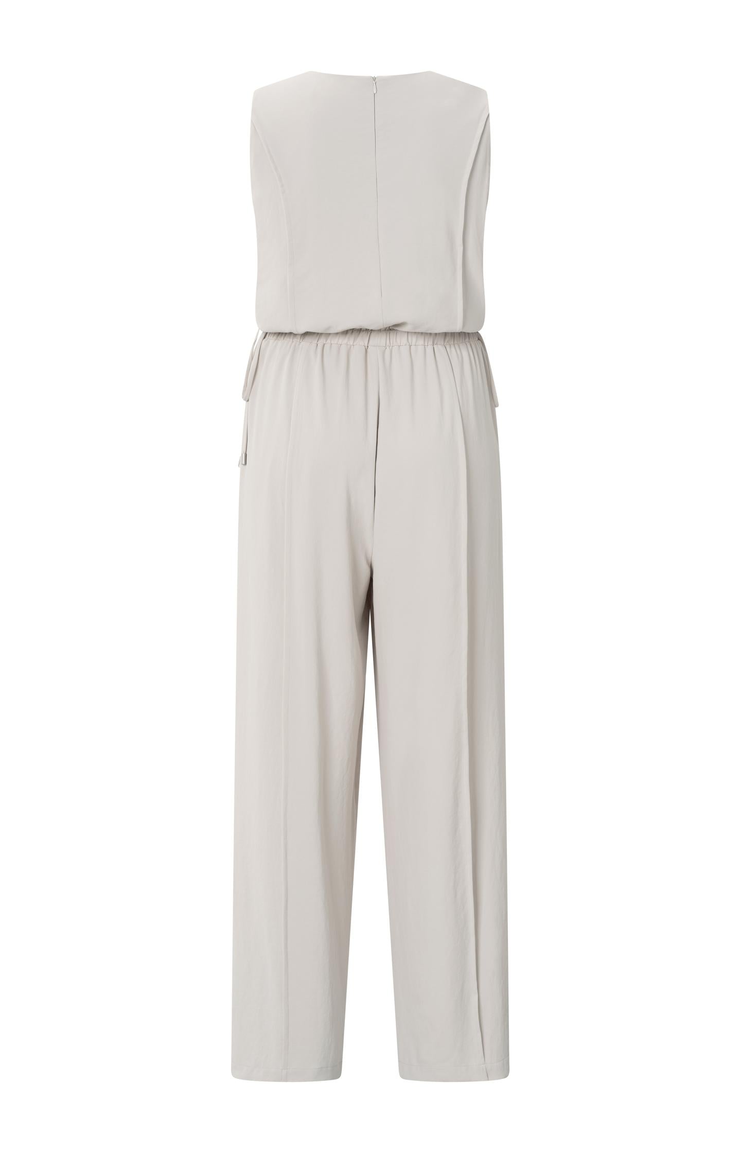Sleeveless woven jumpsuit with cord detail