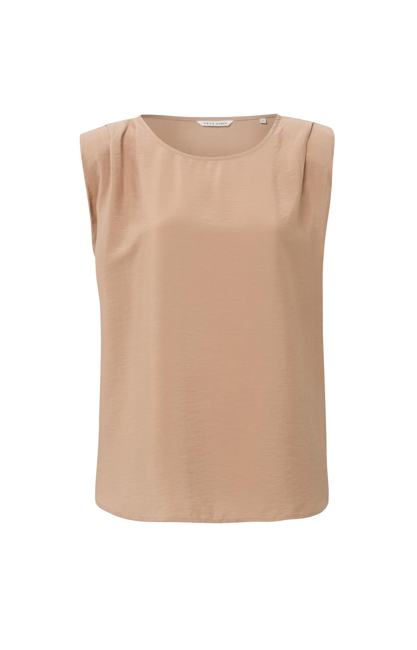 Sleeveless woven top with round neck and shoulder details - Type: product