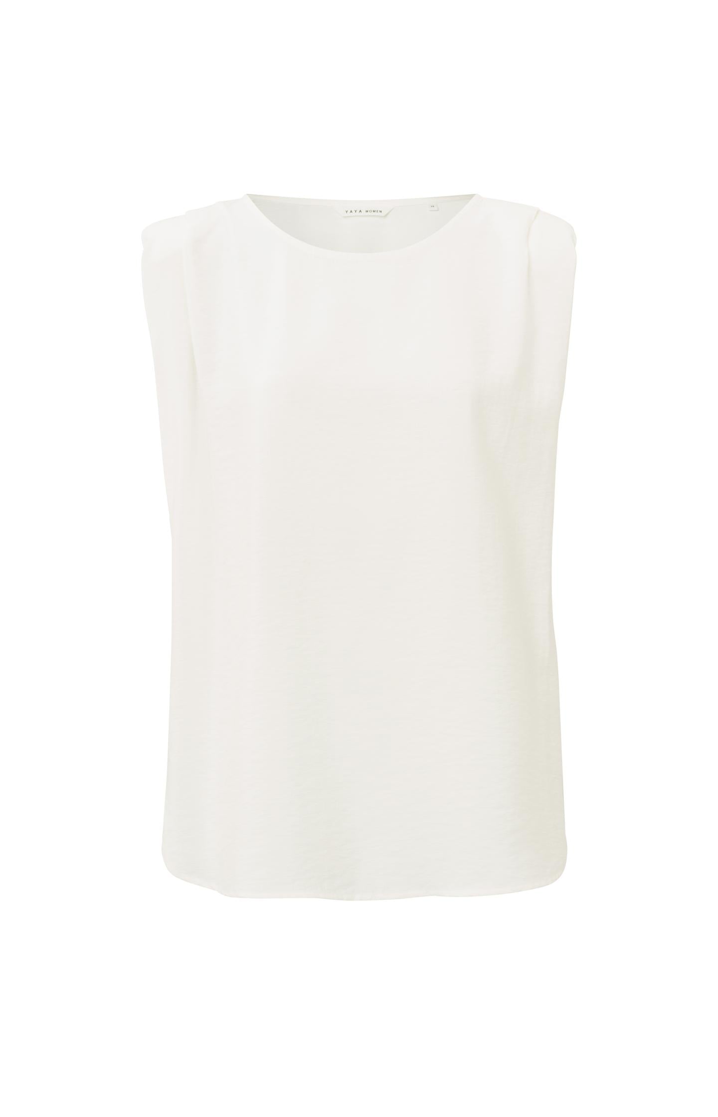 Sleeveless woven top with round neck and shoulder details - Type: product