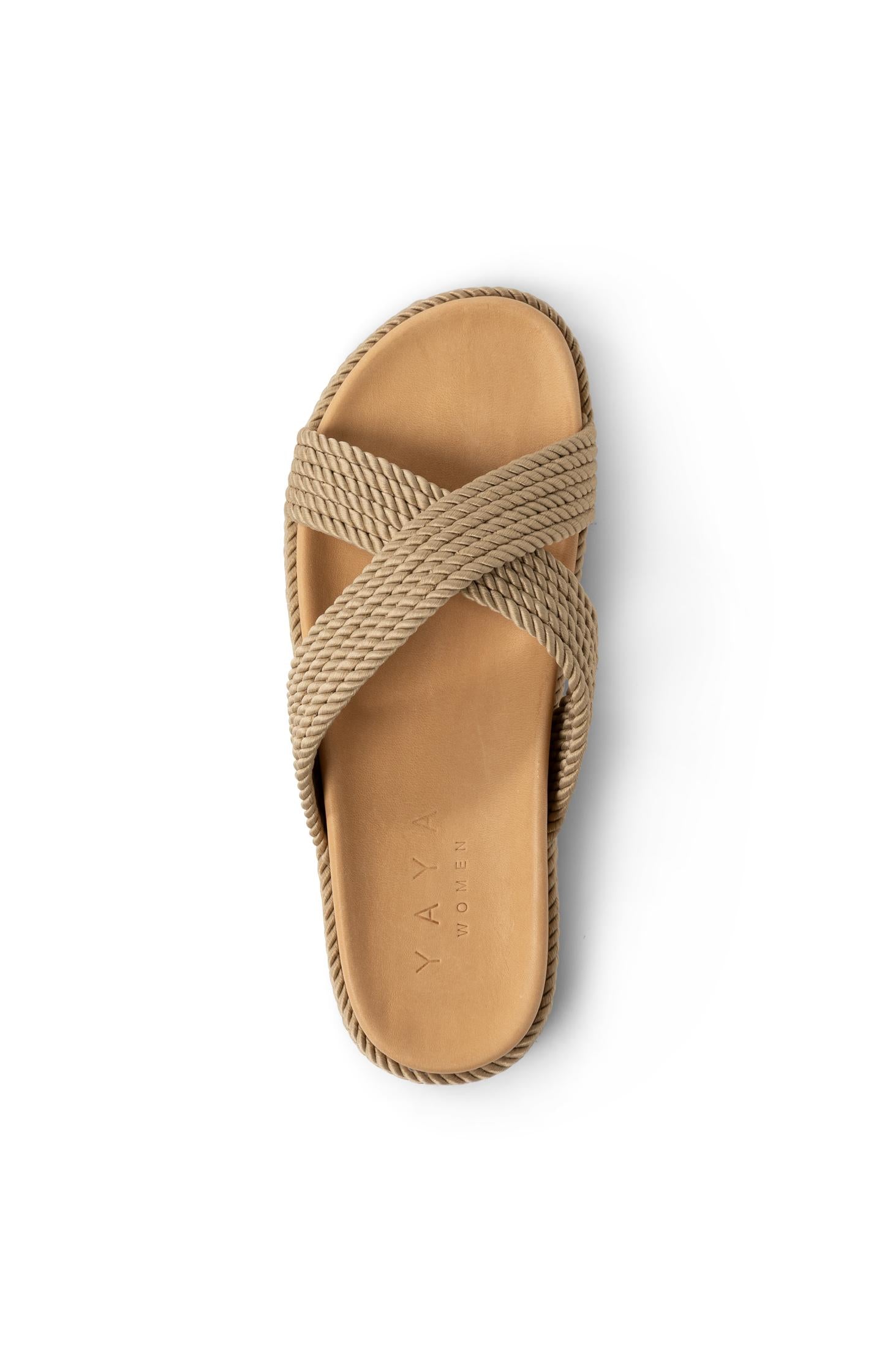 Slide sandals with rope detail