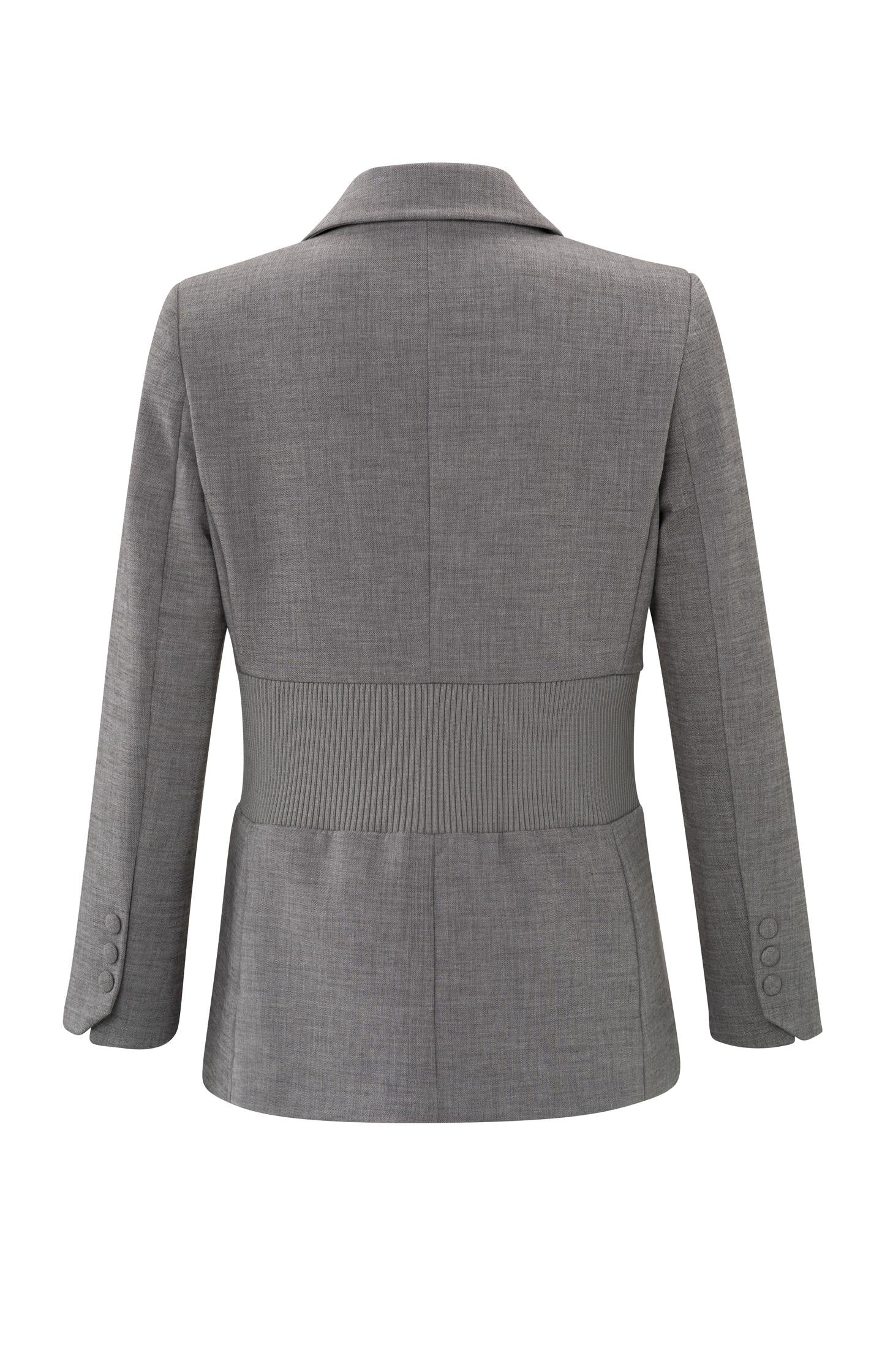 Slim fit blazer with long sleeves, a button and ribbed waist