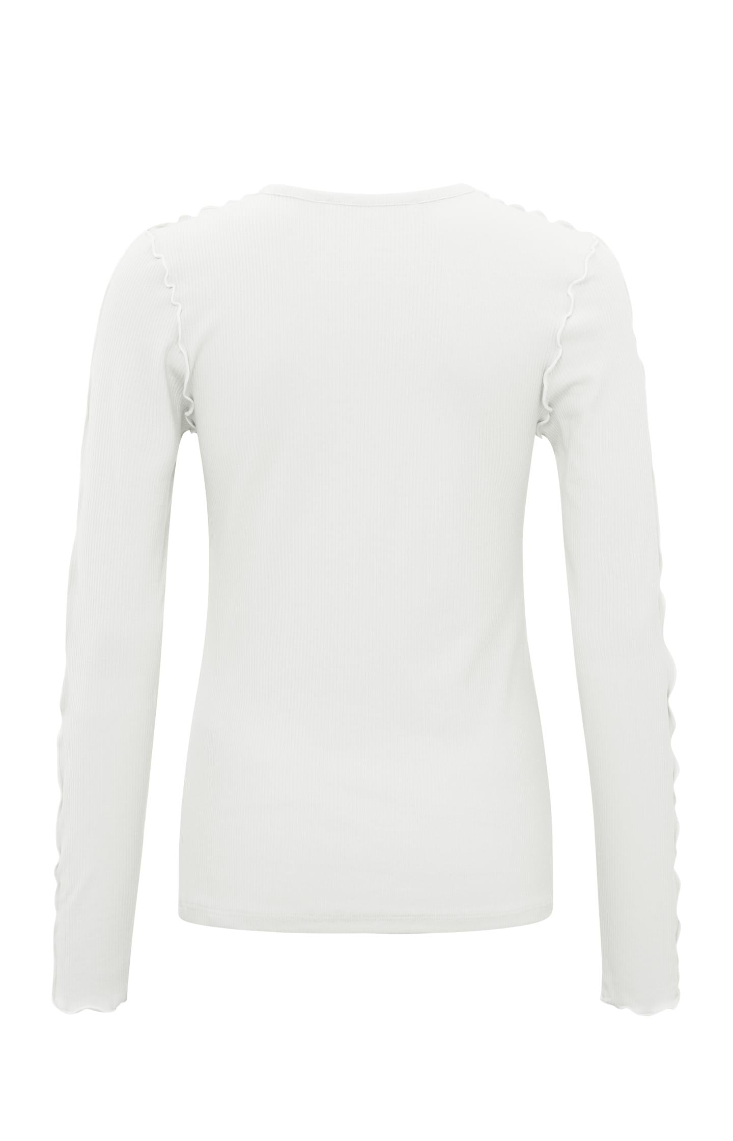 Slim fit top with round neck, long sleeves and frilled seams