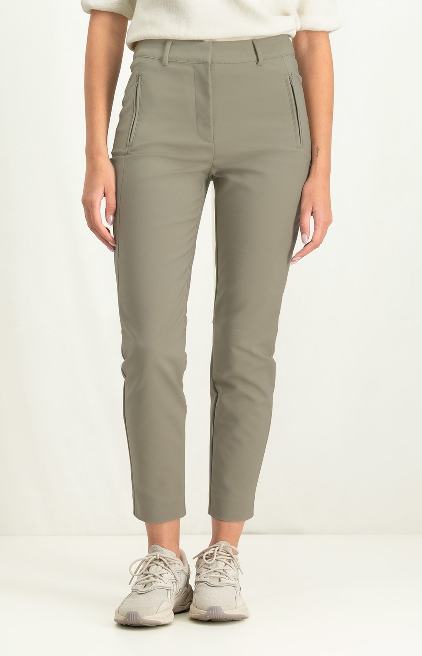 Slim fit trousers with zip fly, faux pockets and seam detail - Type: lookbook