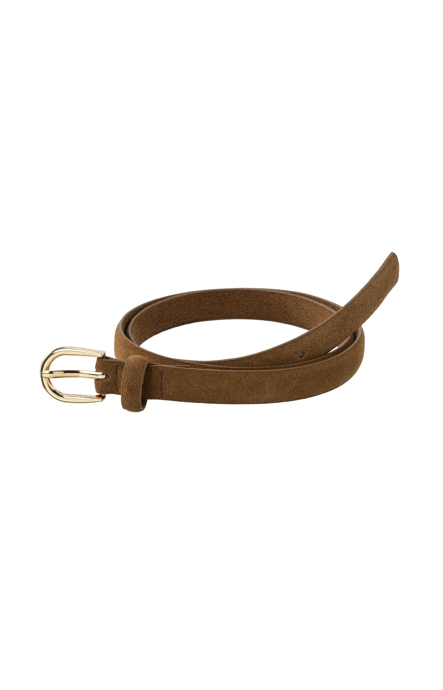 Slim suede belt with gold buckle - Type: product