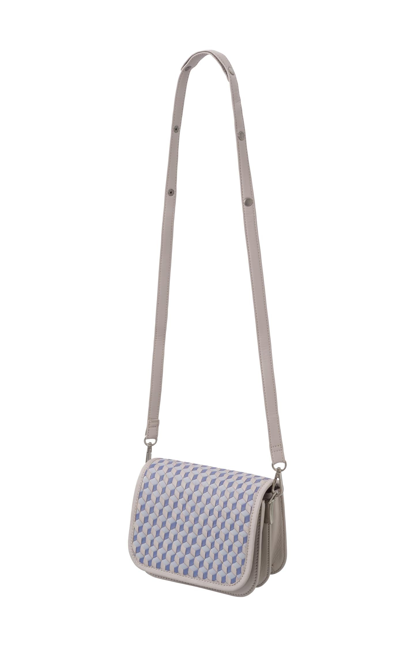 Small leather bag with geometrical print