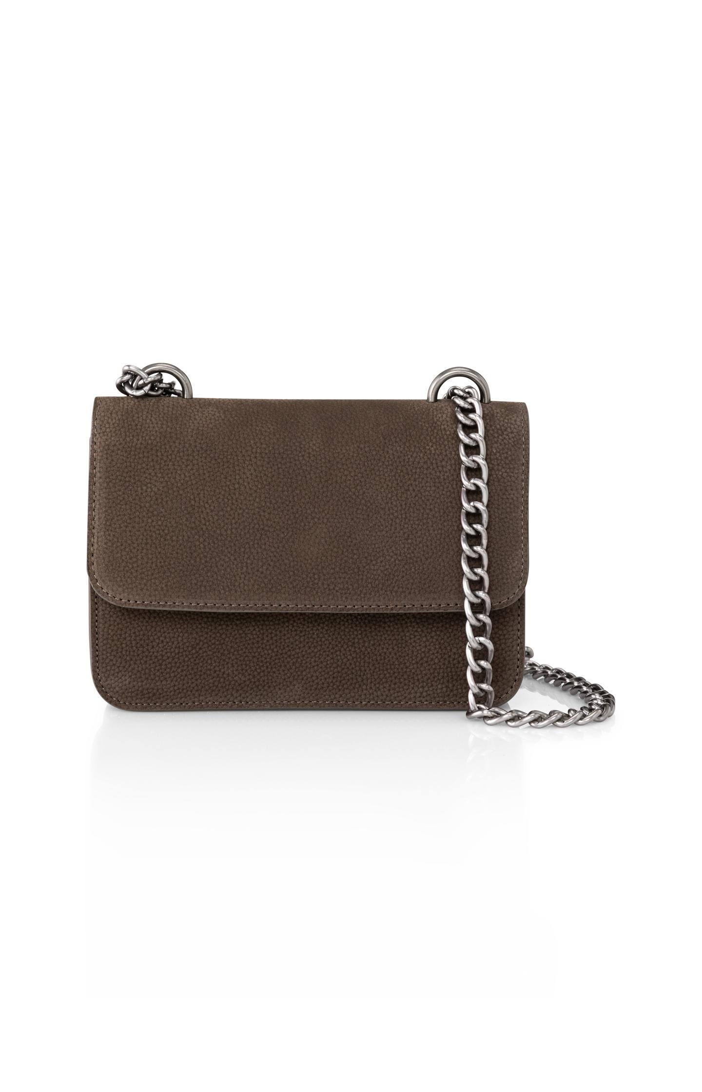 Small leather shoulder bag with chain strap