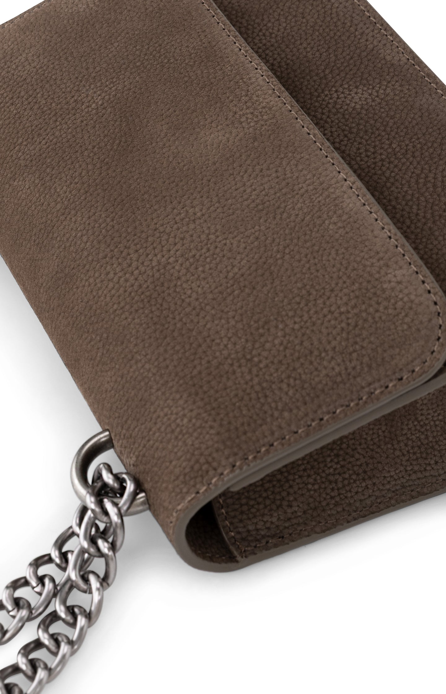 Small leather shoulder bag with chain strap