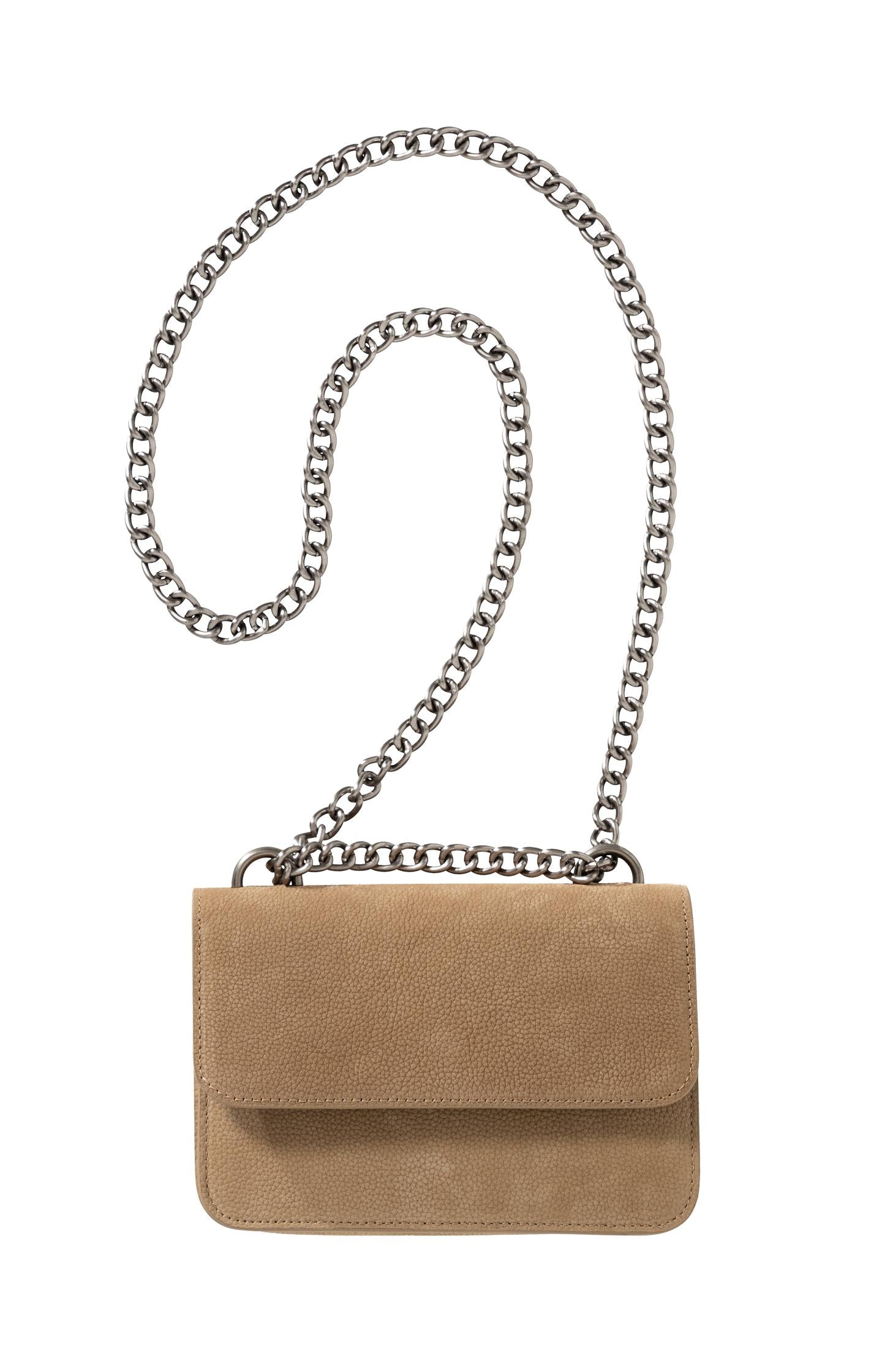 Small leather shoulder bag with chain strap - Type: product