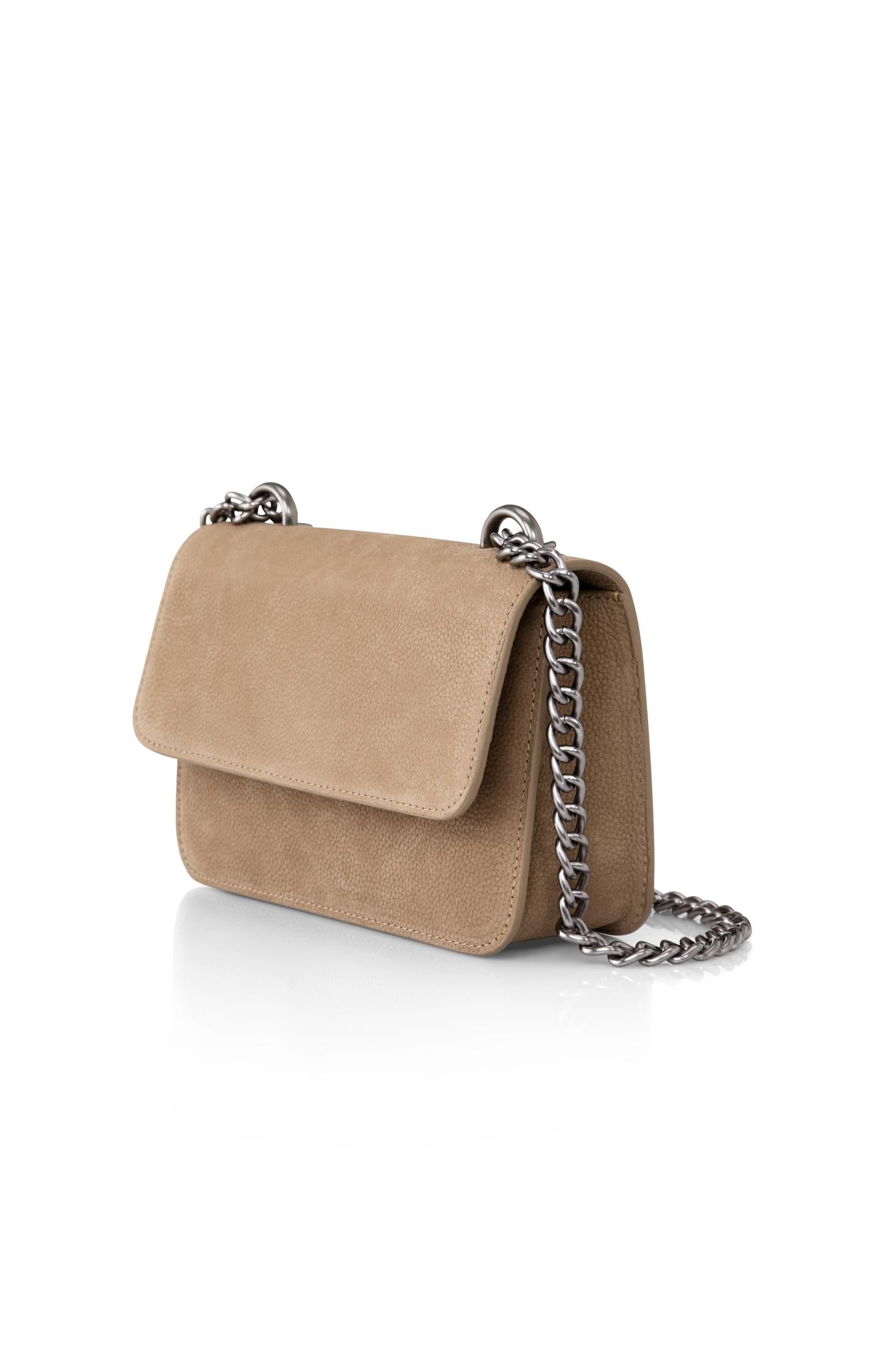 Small leather shoulder bag with chain strap