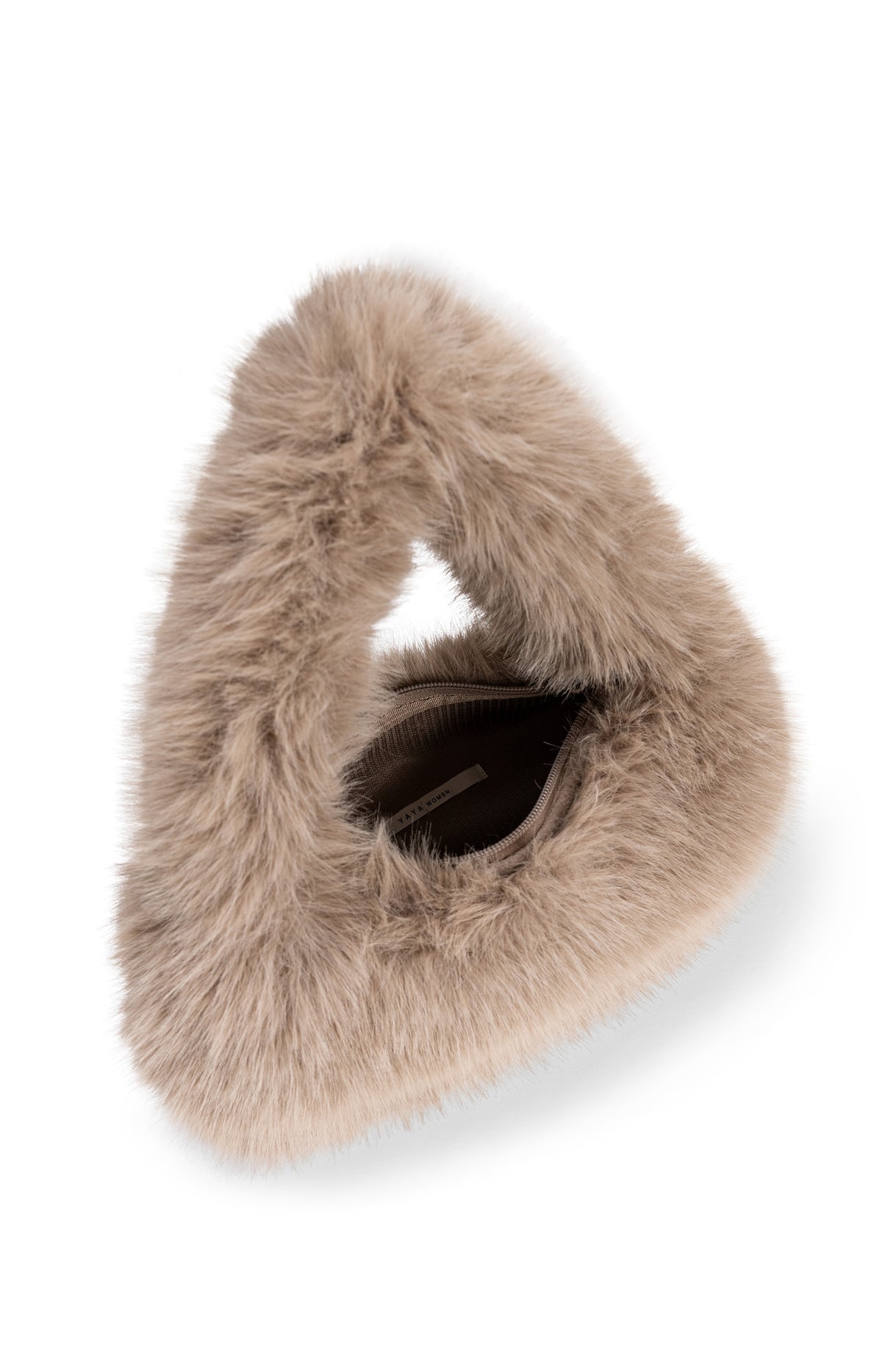 Petit sac rond en fausse fourrure - Otter Brown