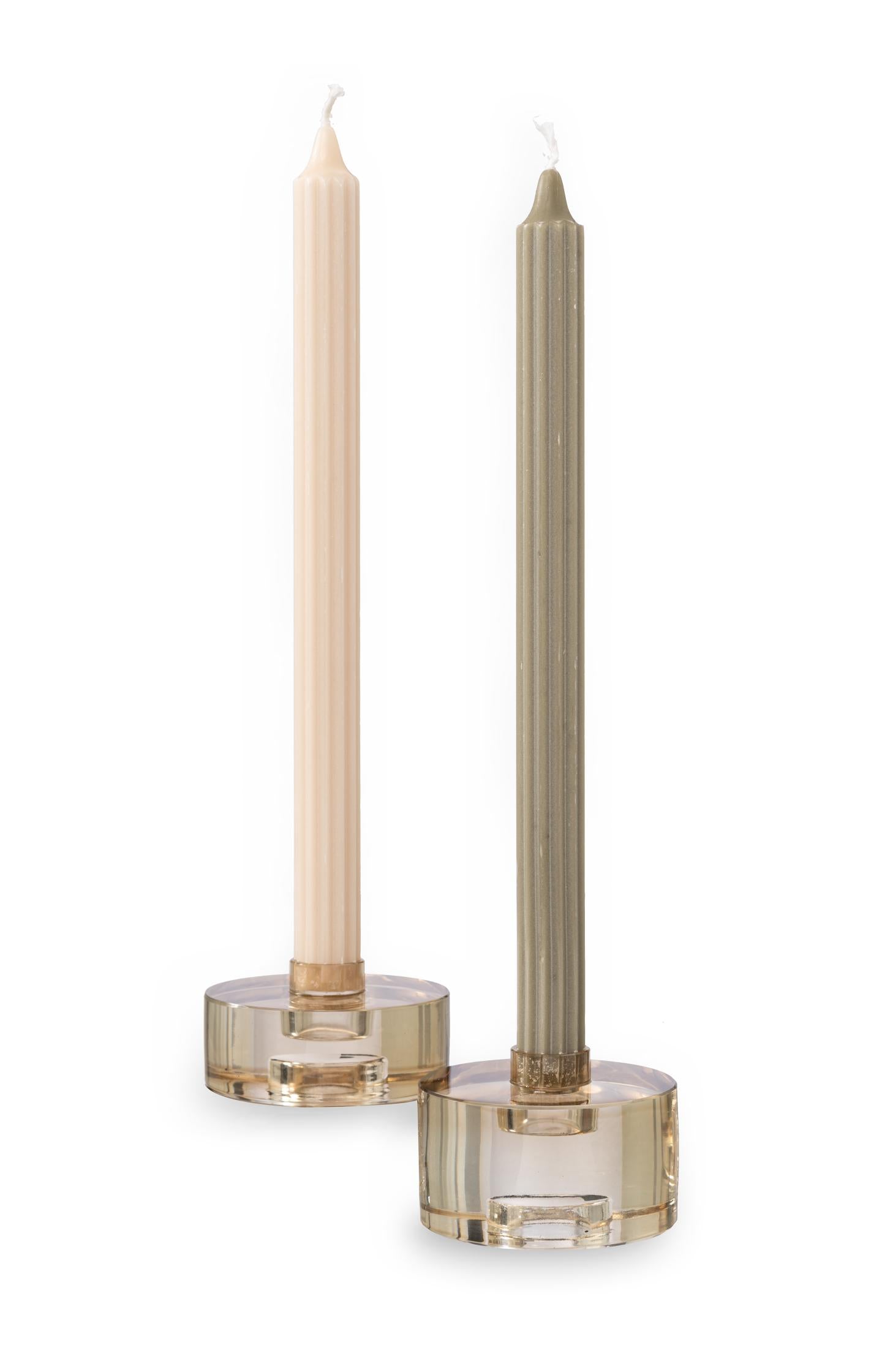 Small stackable glass candle holder