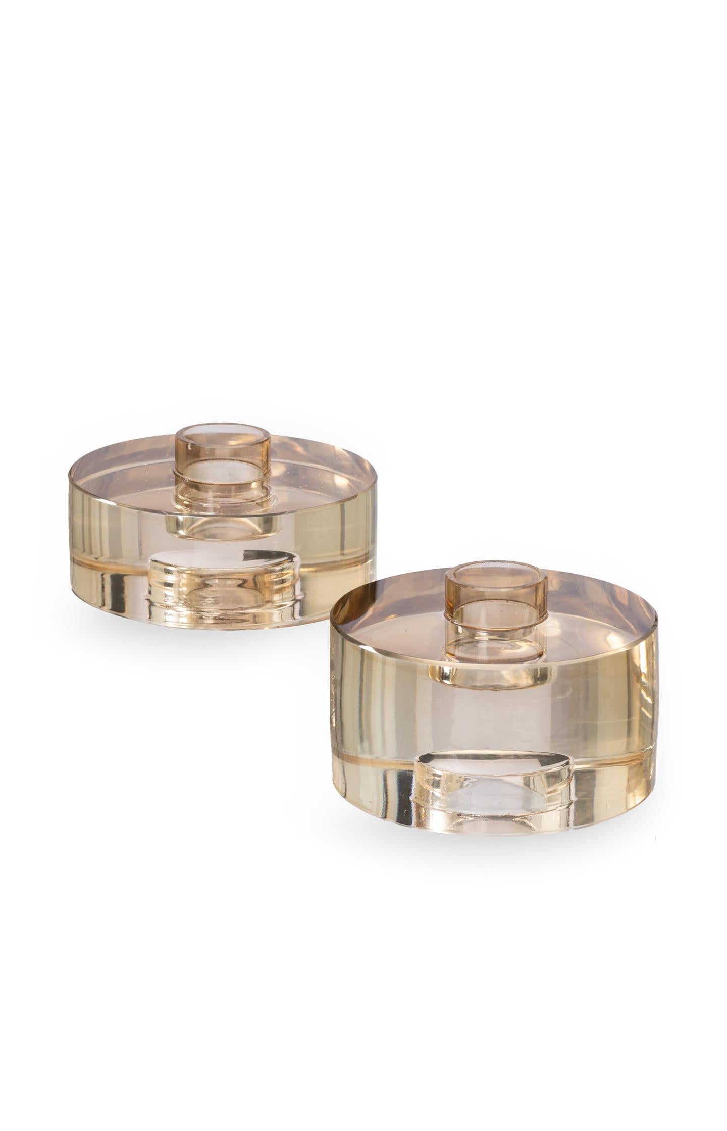 Small stackable glass candle holder