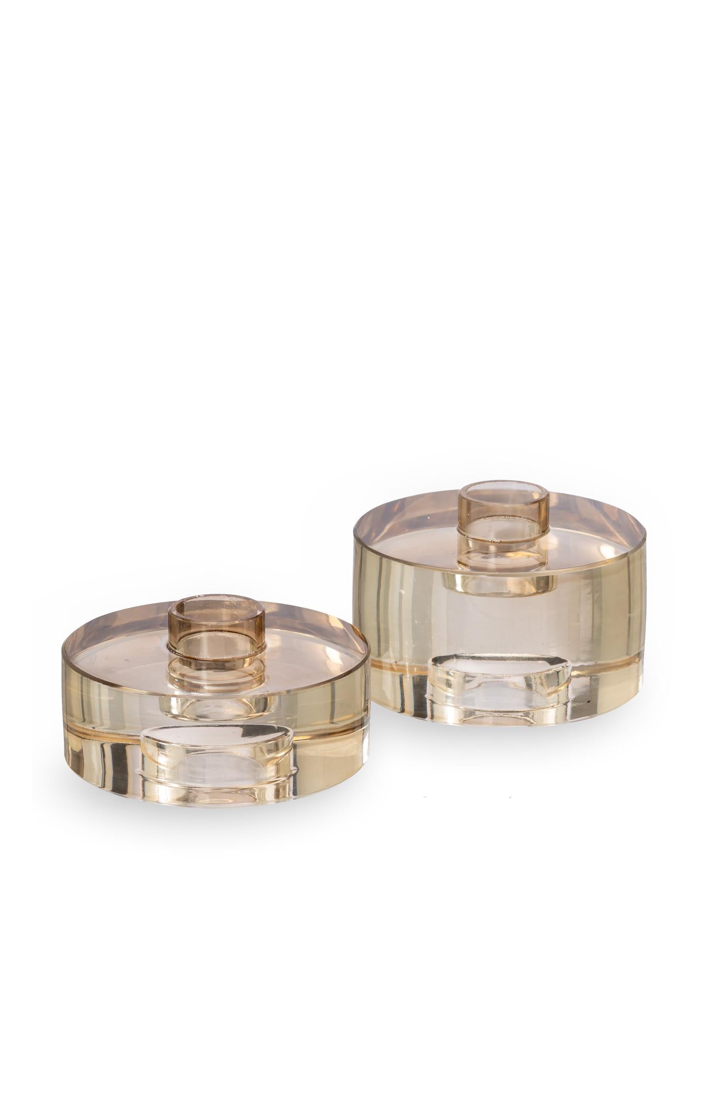 Small stackable glass candle holder