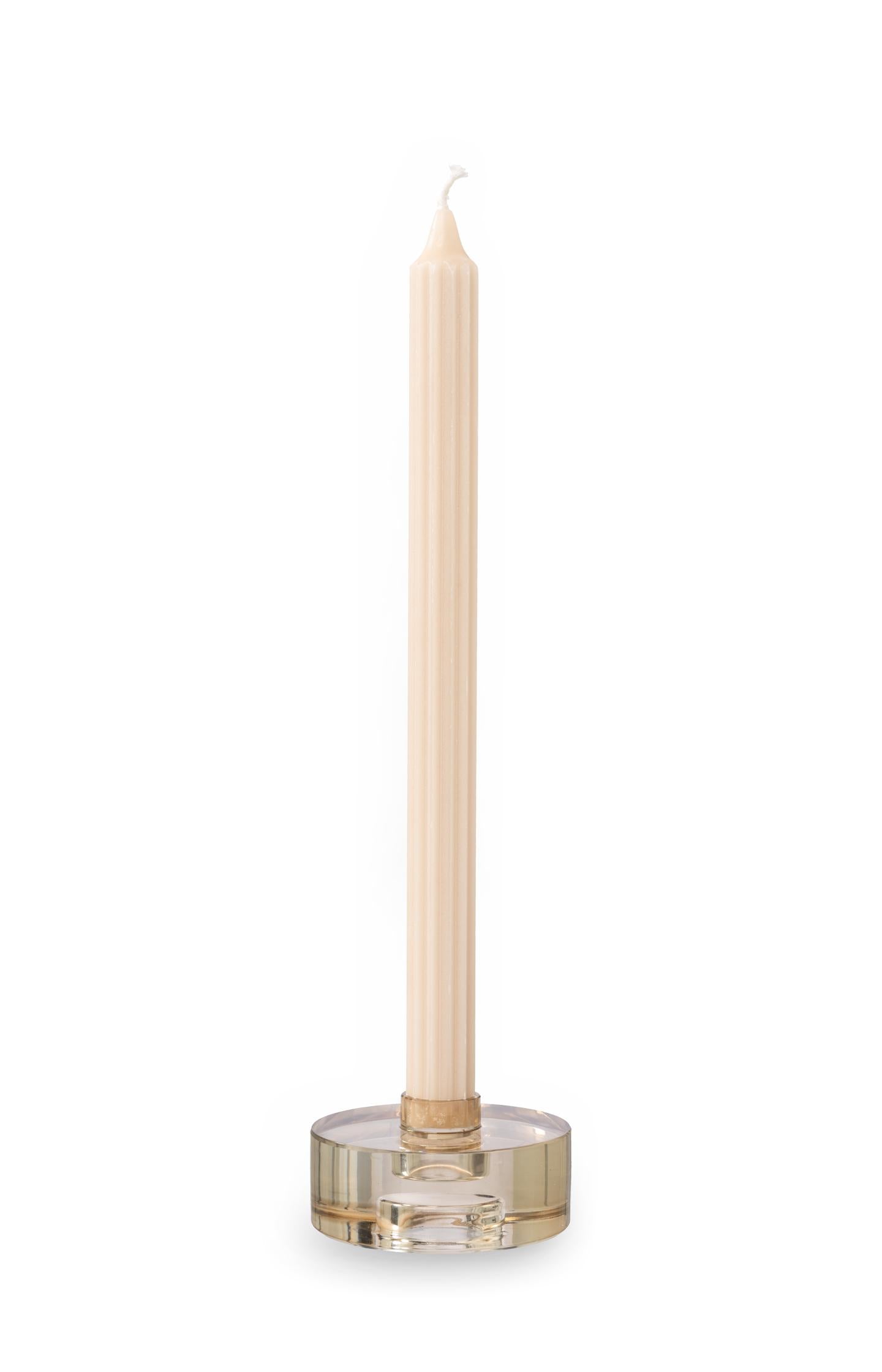 Small stackable glass candle holder