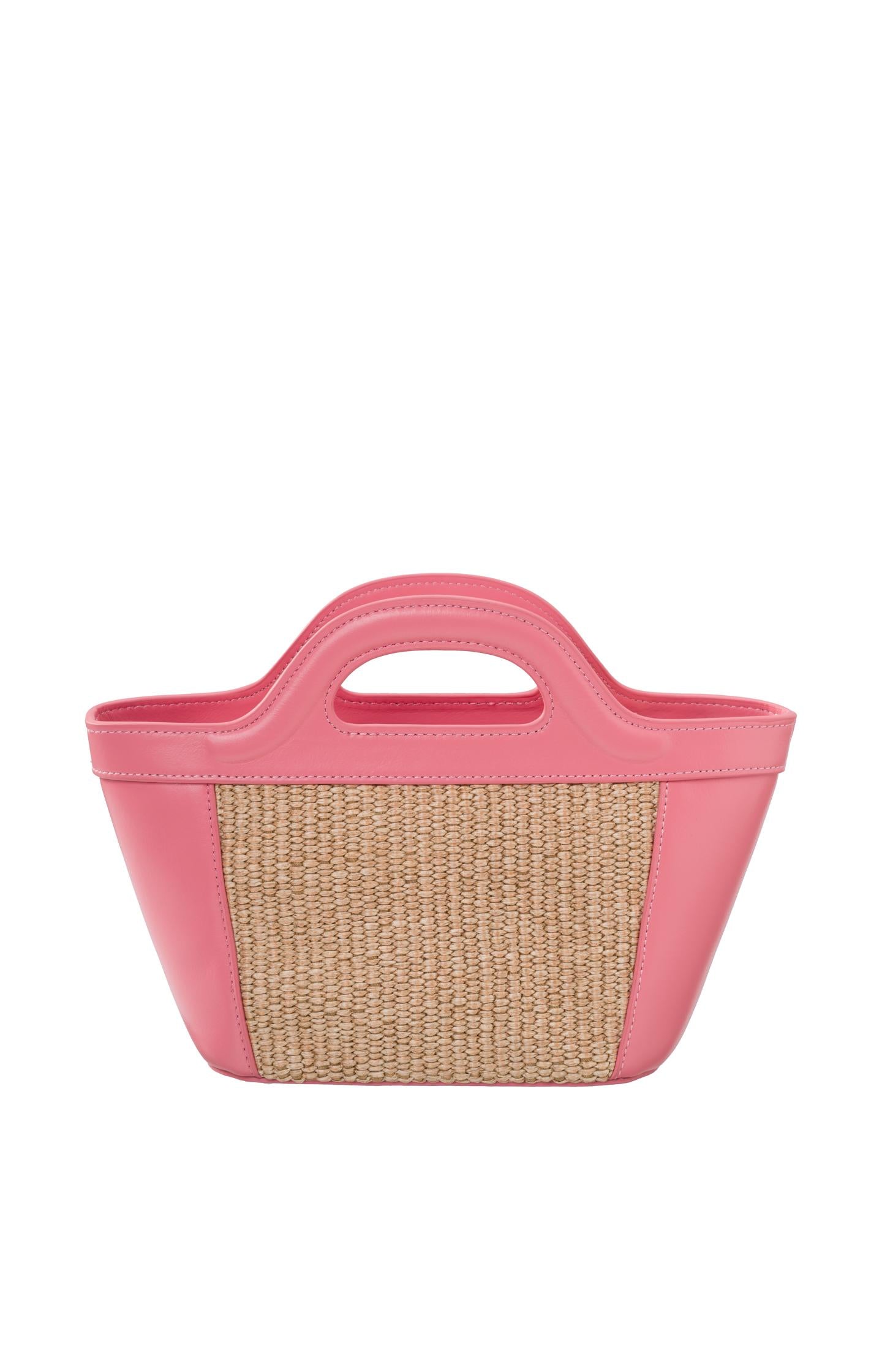 Small straw bag with leather handle - Type: product