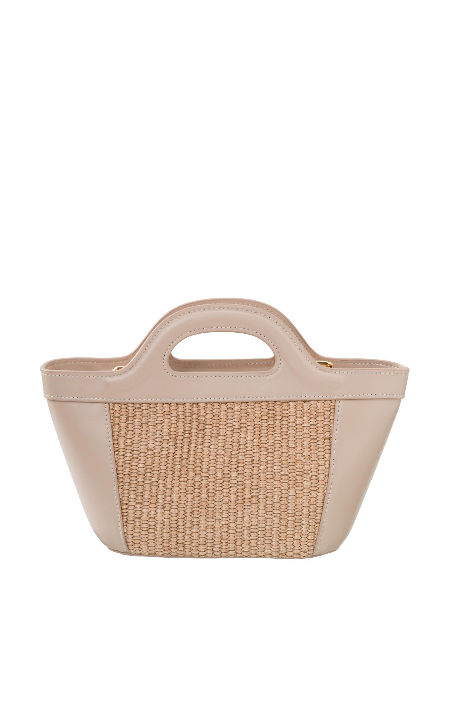 Small straw bag with leather handle - Type: product