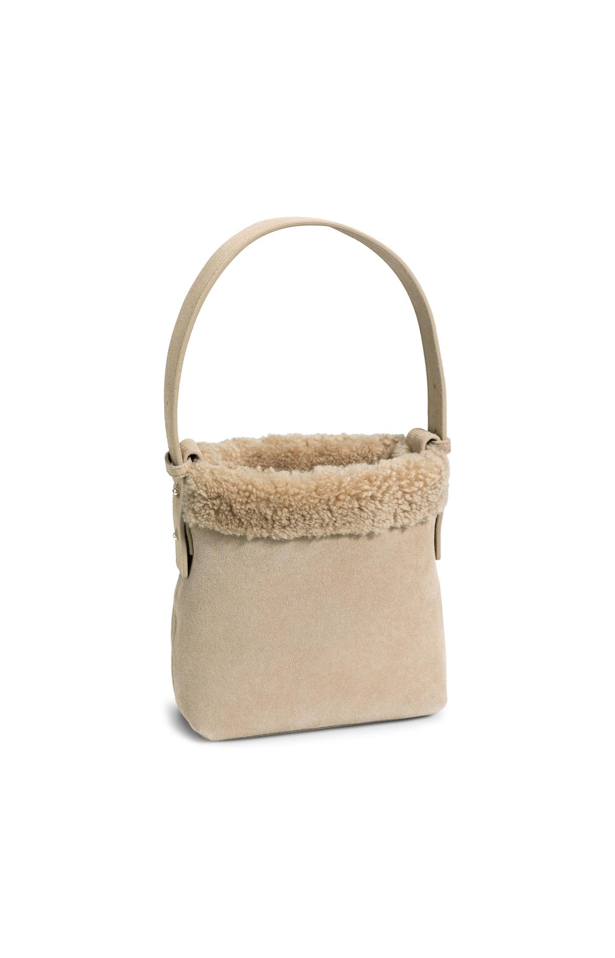 Small suede bag with shearling trim - Cornstalk Brown