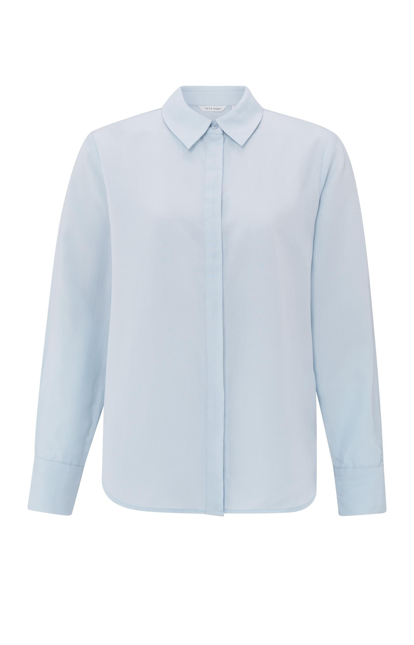 Soft basic blouse with long sleeves and collar - Type: product